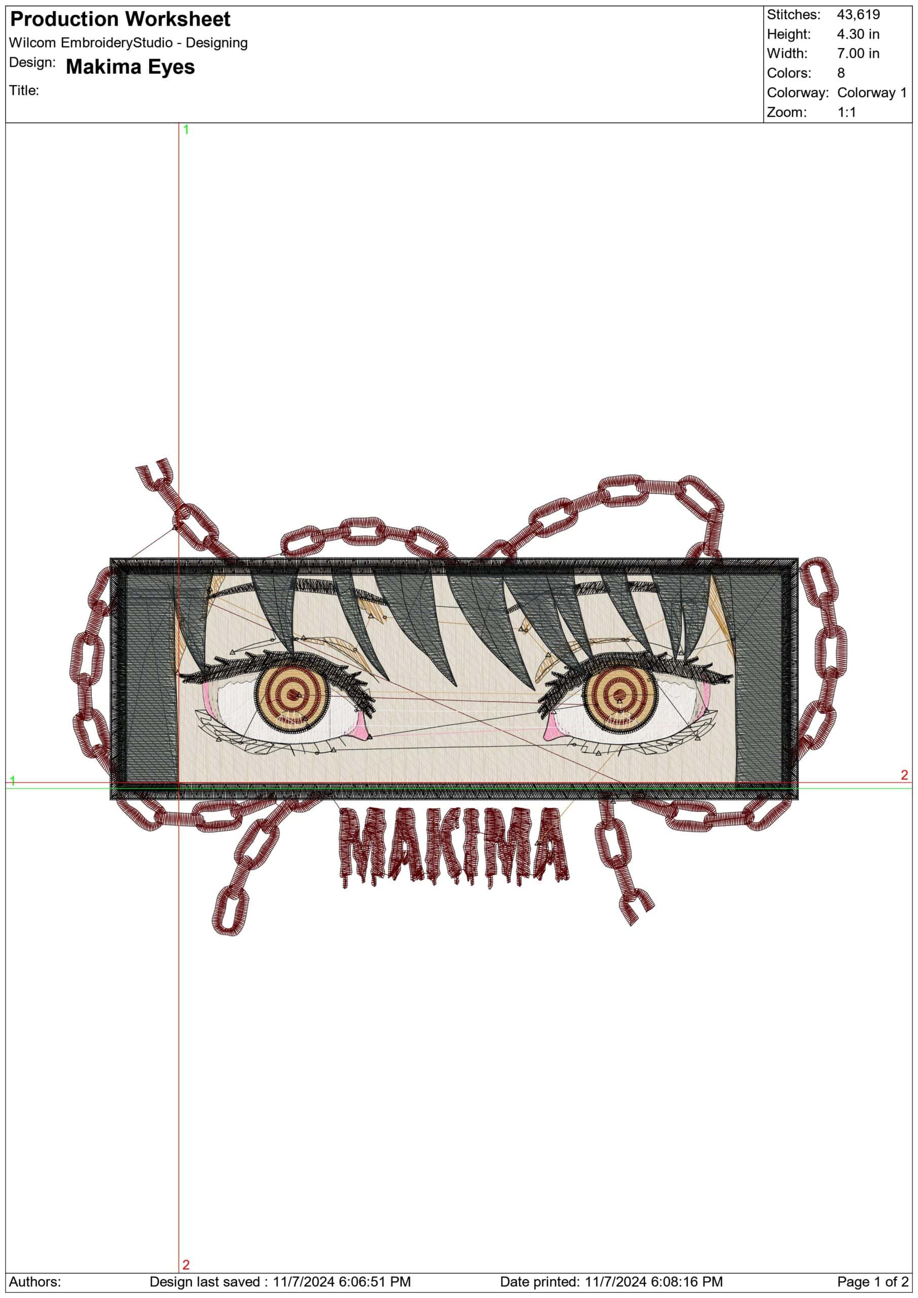 Makima Eyes and chains - Anime - Nike embroidery design - instant download — view 2