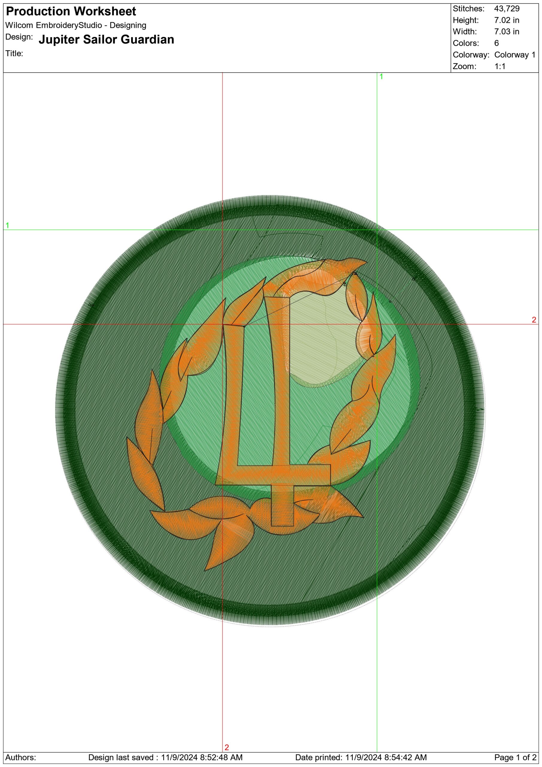 Jupiter Sailor Moon - Anime - Nike embroidery design - instant download — view 2
