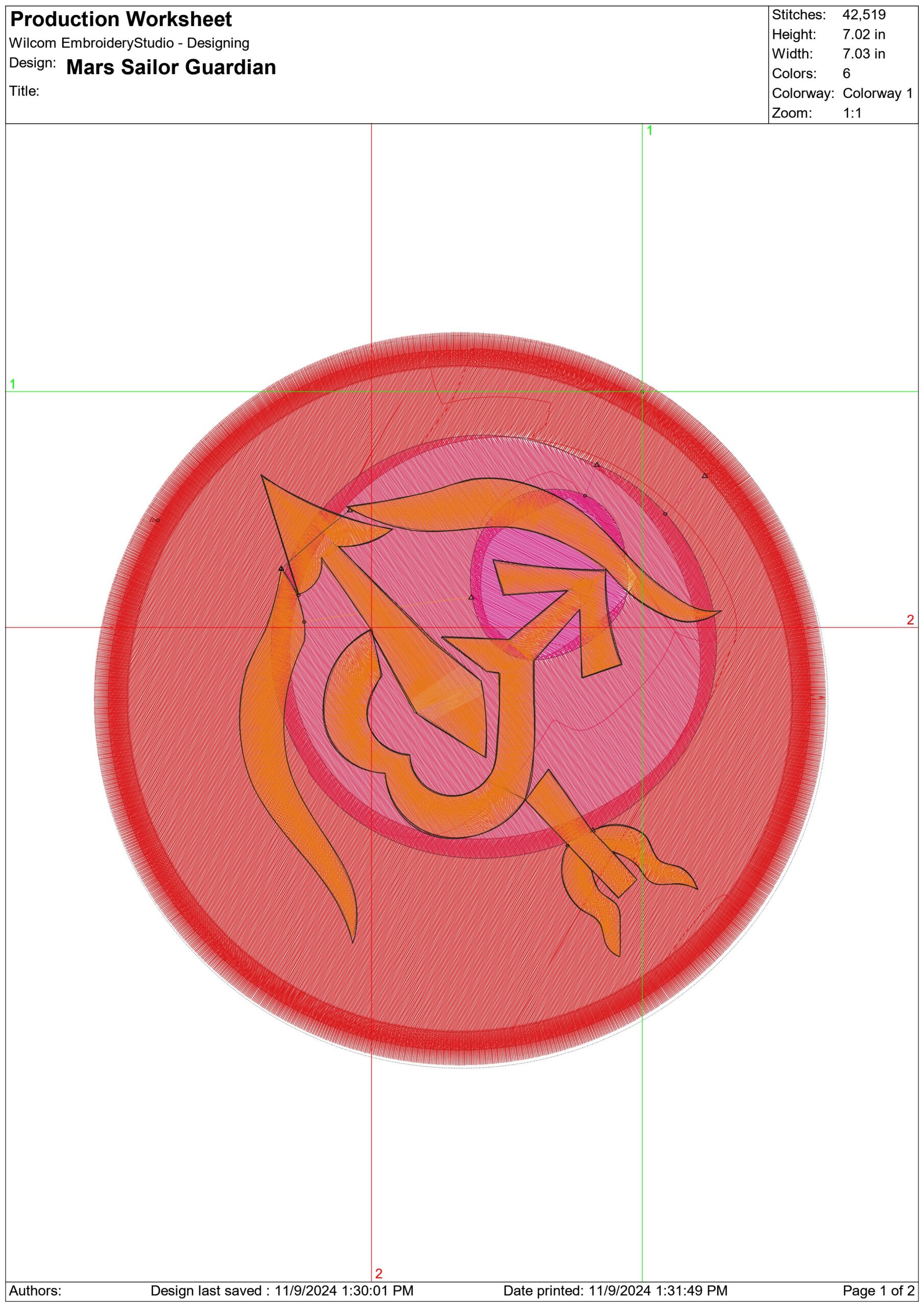 Mars Sailor Moon - Anime - Nike embroidery design - instant download — view 2