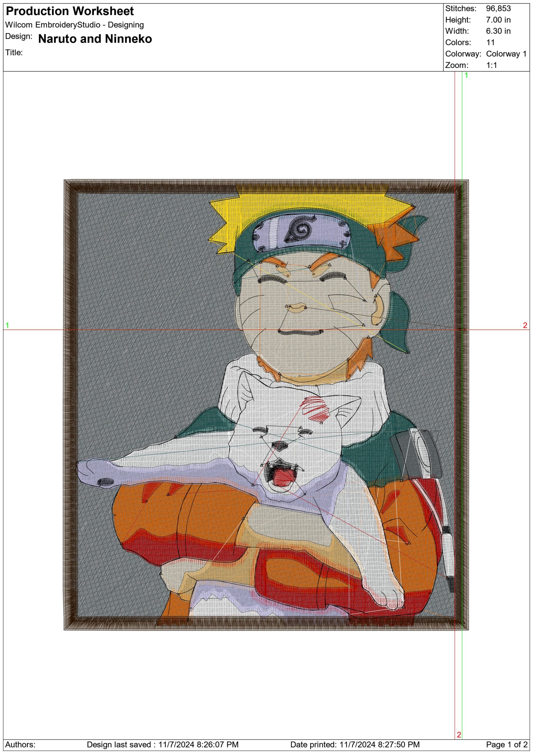 Naruto and Ninneko- Anime - Nike embroidery design - instant download — view 2