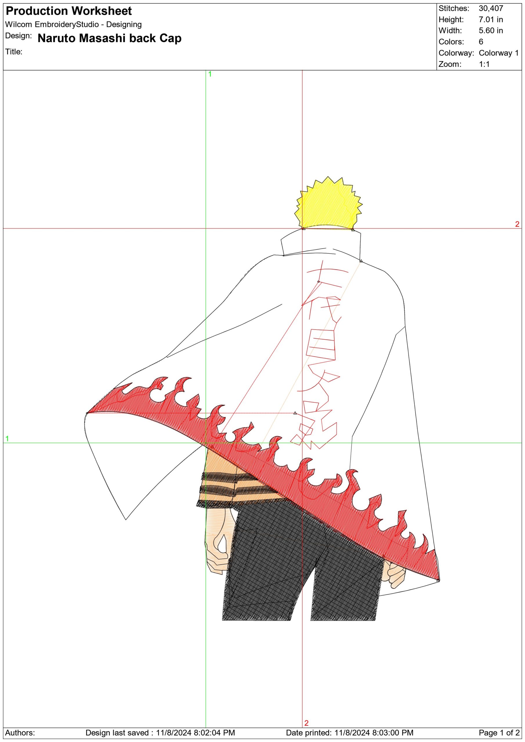 Naruto Masashi Back Cape- Anime - Nike embroidery design - instant download — view 2
