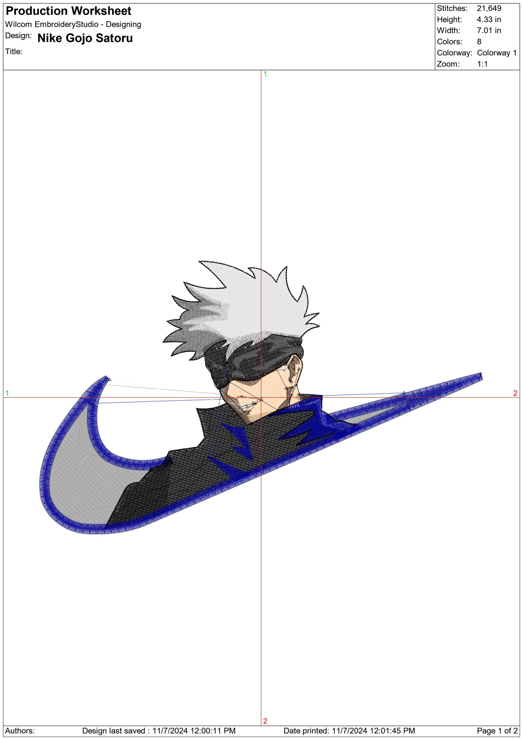 Nike Swoosh Gojo Saturo - Anime - Nike embroidery design - instant download — view 2