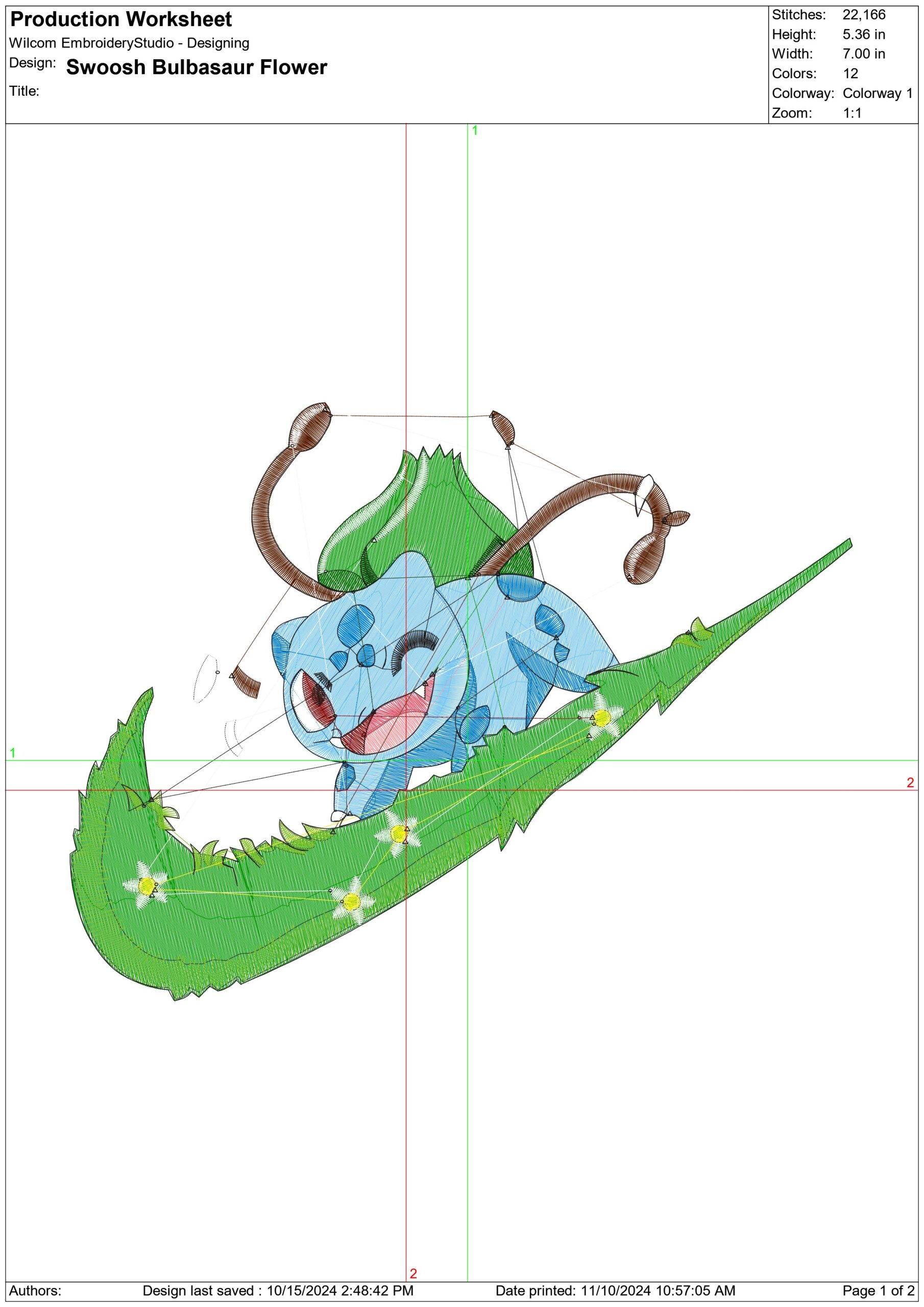 Nike Swoosh Bulbasaur with Flowers - Pokemon - Anime - Nike embroidery design - instant download — view 2