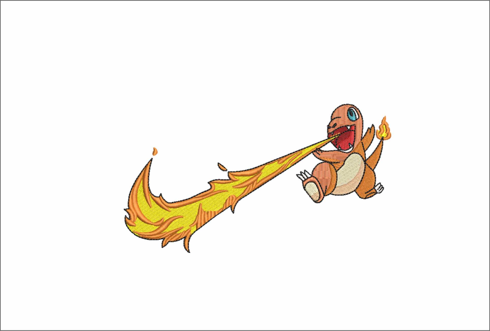 Nike Charmander breathing fire Swoosh - Pokemon - Anime - Nike embroidery design - instant download