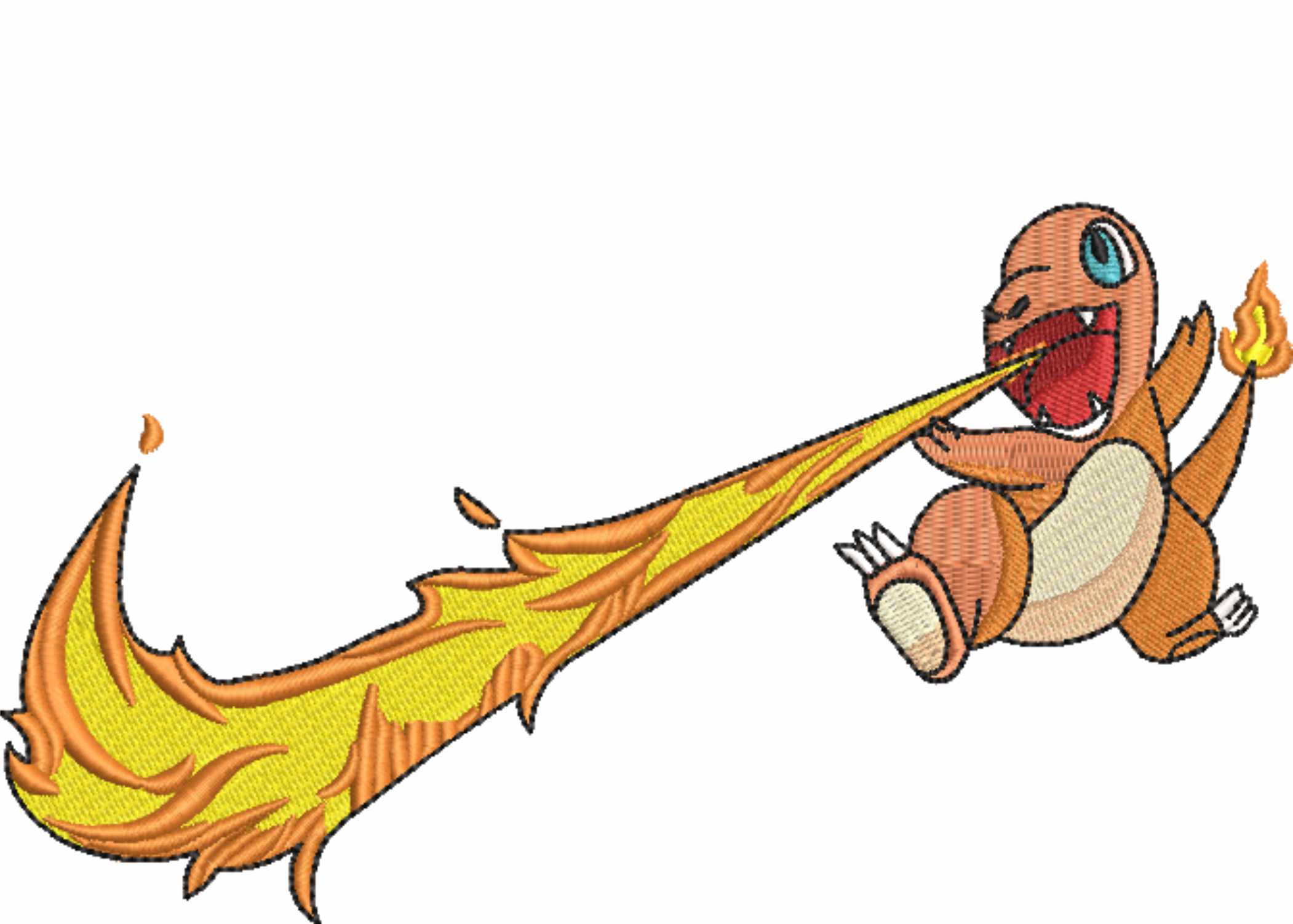 Nike Charmander breathing fire Swoosh - Pokemon - Anime - Nike embroidery design - instant download — view 4
