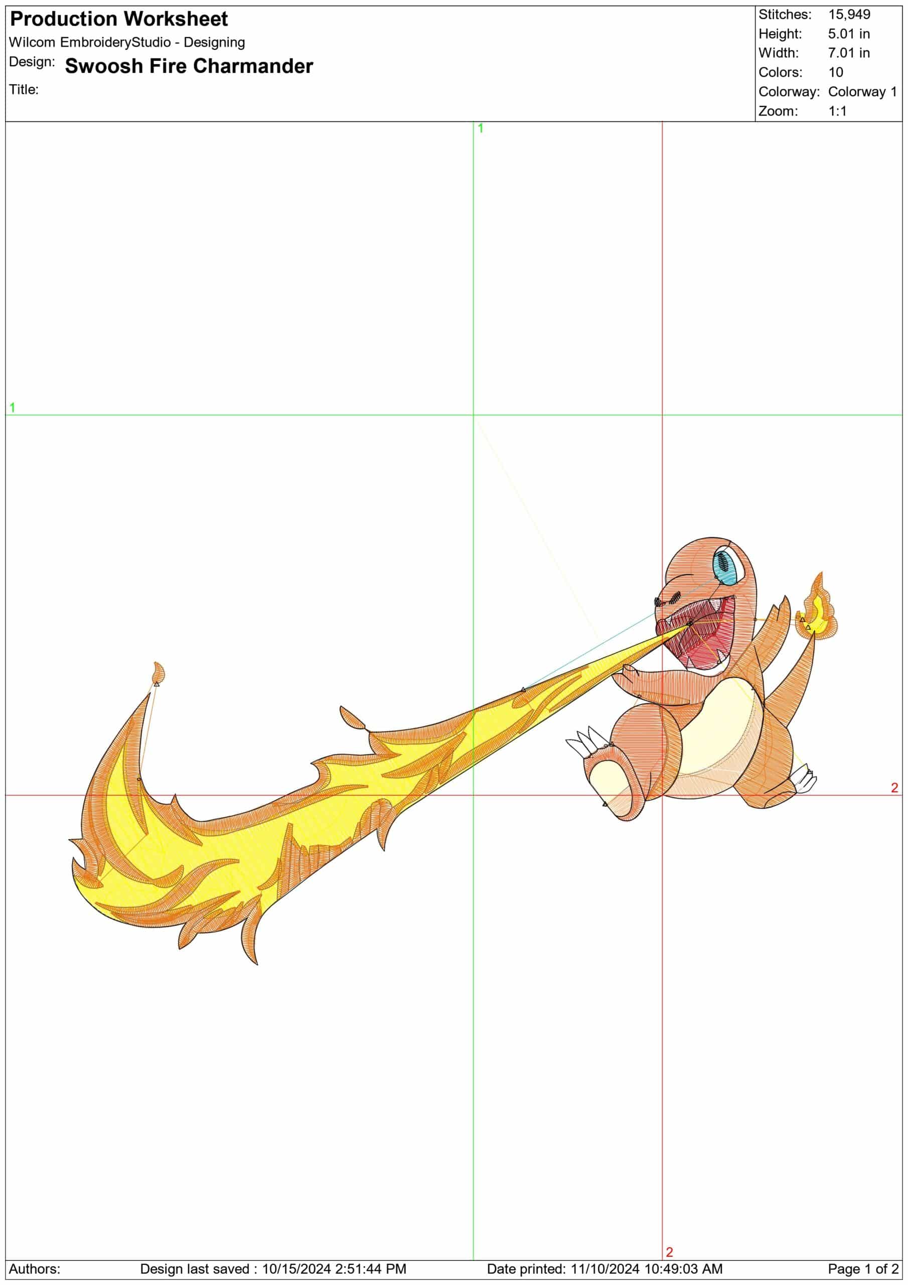 Nike Charmander breathing fire Swoosh - Pokemon - Anime - Nike embroidery design - instant download — view 2
