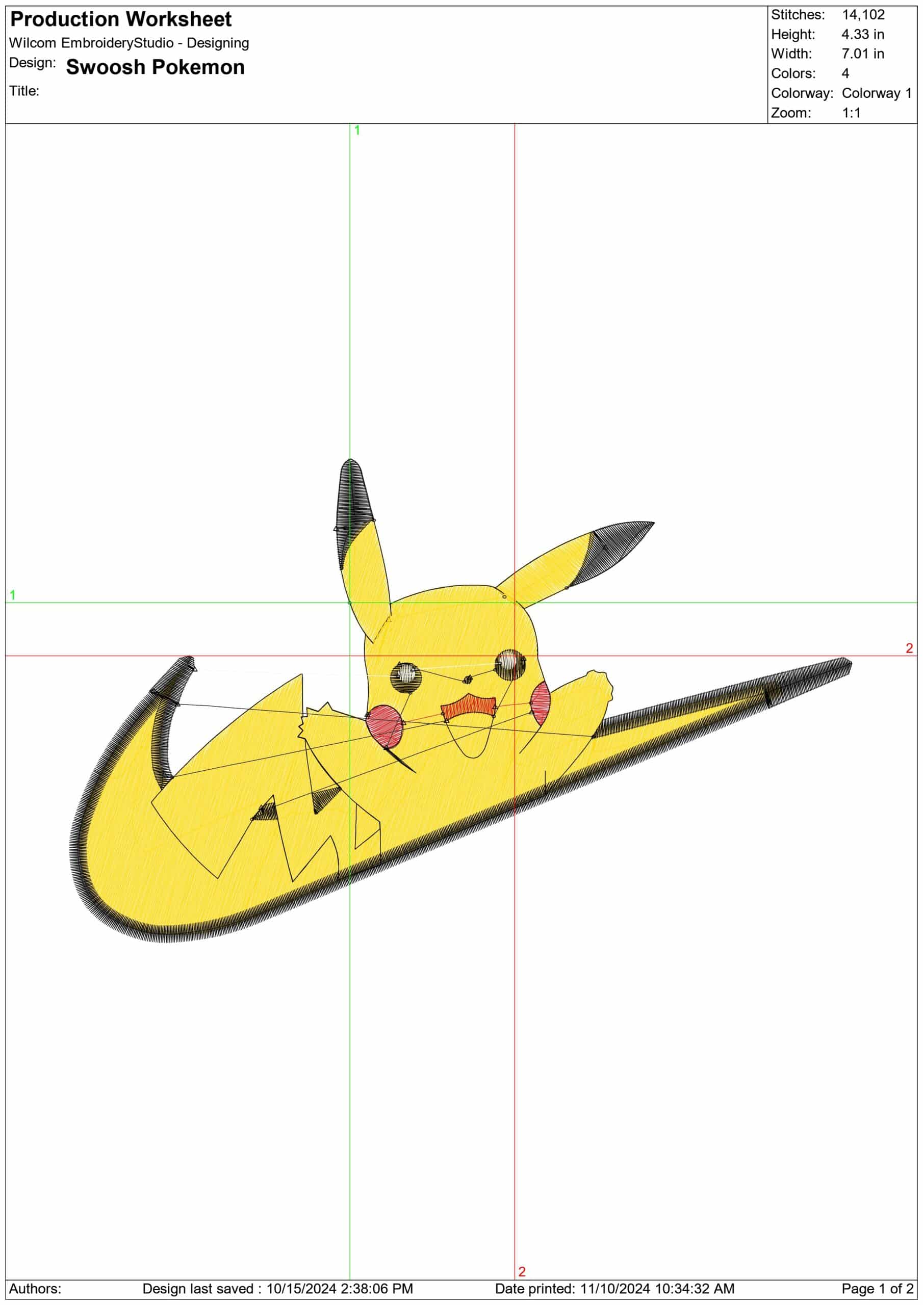 Nike Swoosh Pikachu - Pokemon - Anime - Nike embroidery design - instant download — view 2