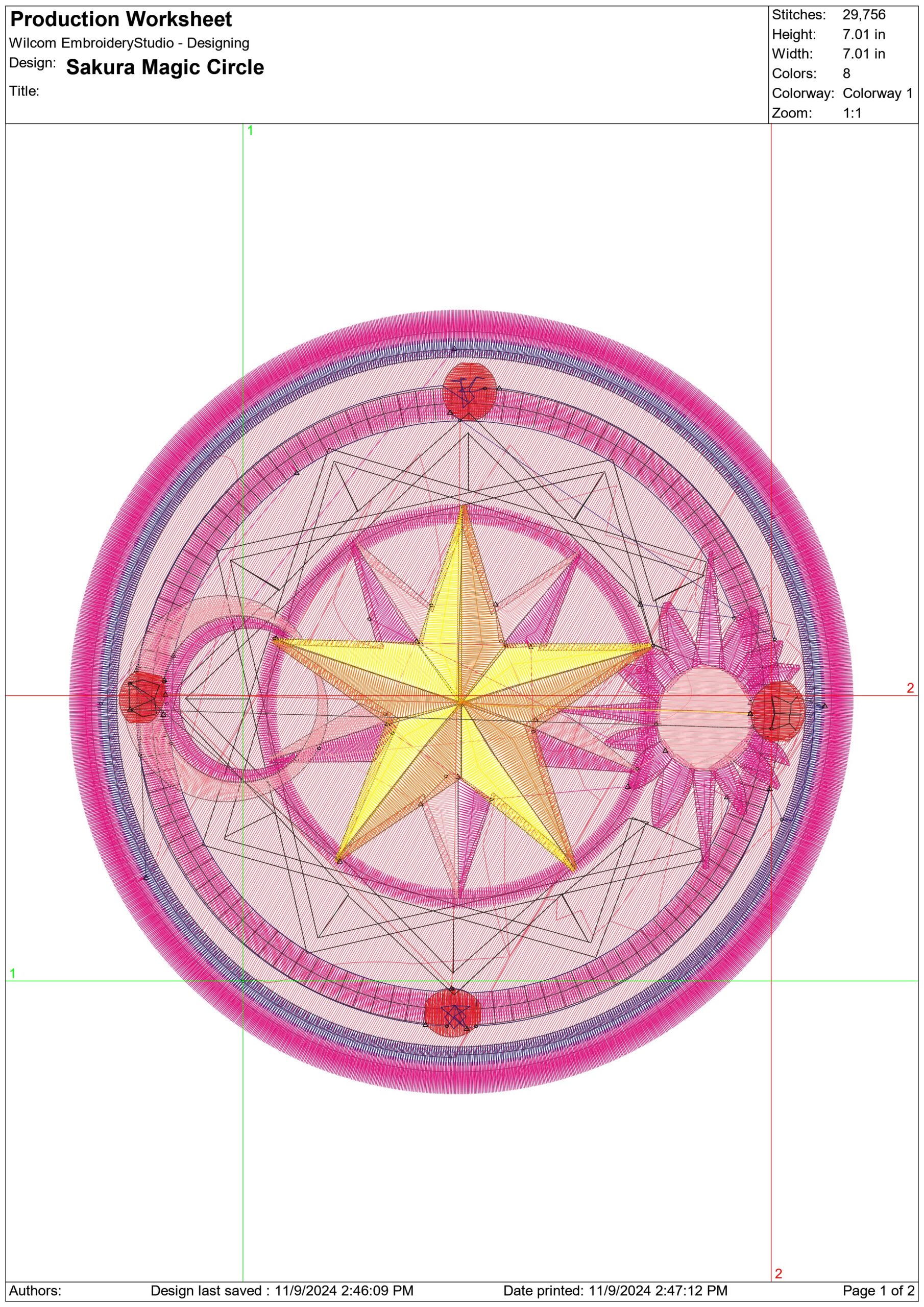 Sakura Magic Circle Sailor Moon - Anime - Nike embroidery design - instant download — view 2