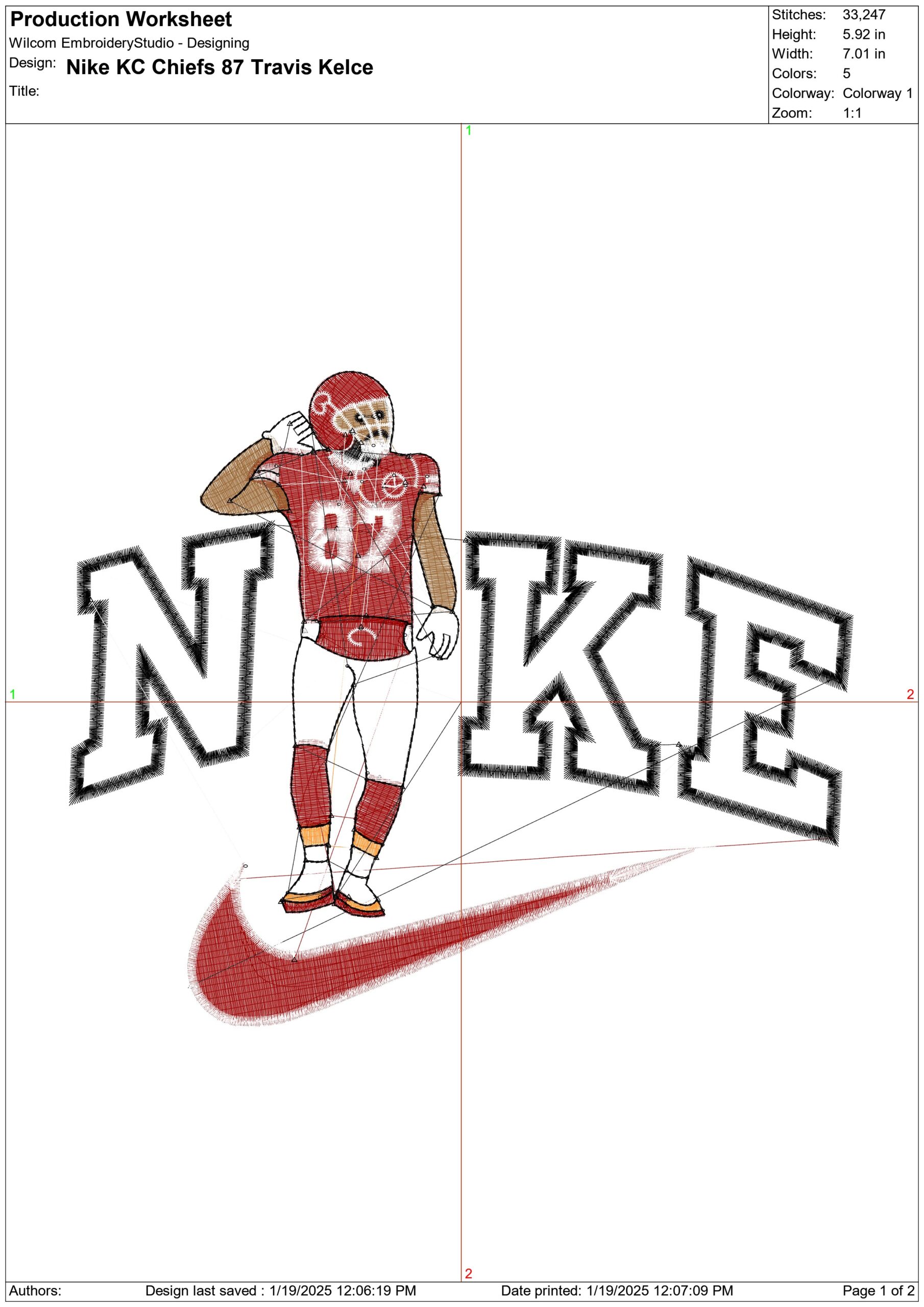 Nike Swoosh Kansas City Chiefs 87 Travis Kelce - NFL embroidery design file - instant download — view 2