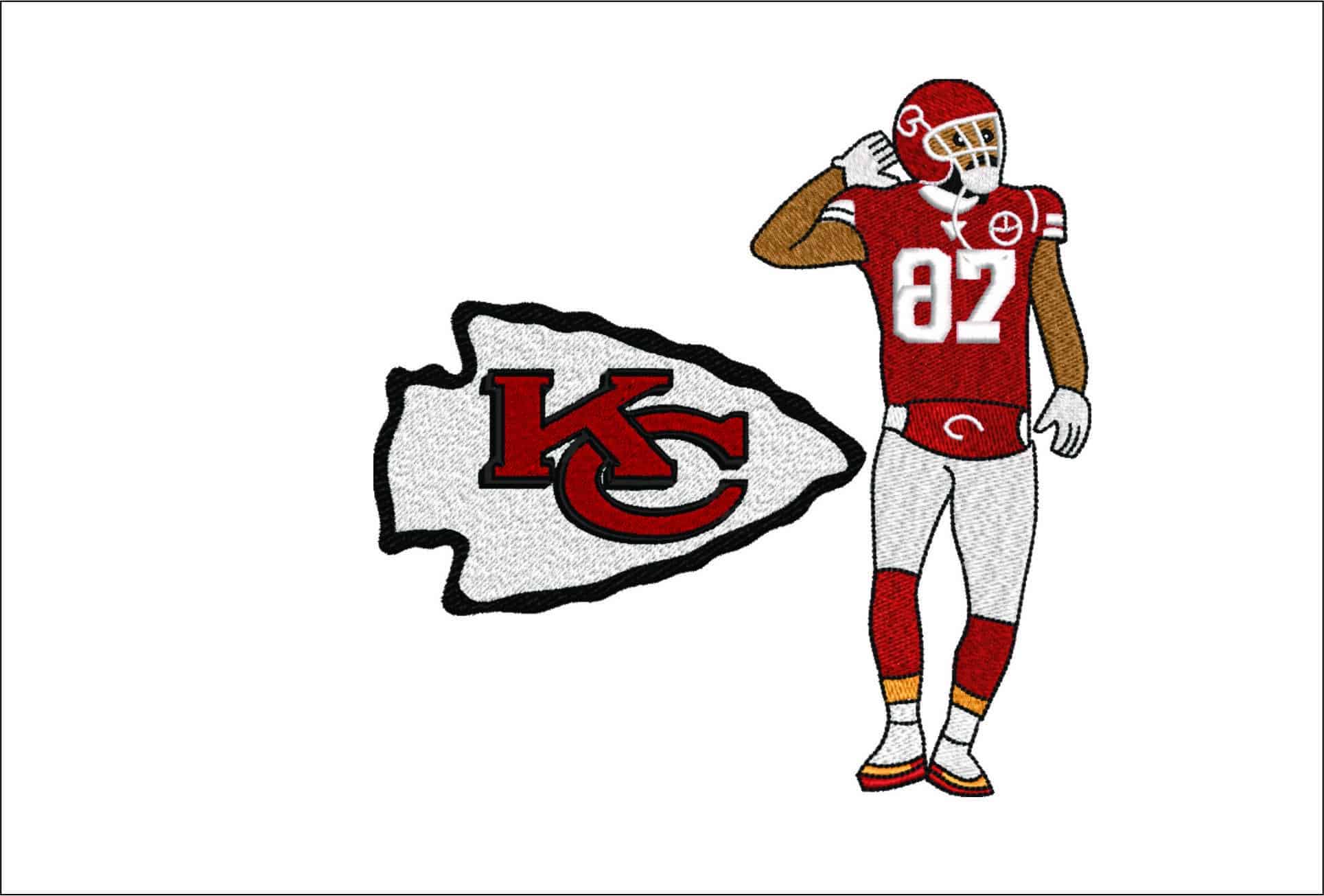 Kansas City Chiefs 87 Travis Kelce - NFL embroidery design file - instant download