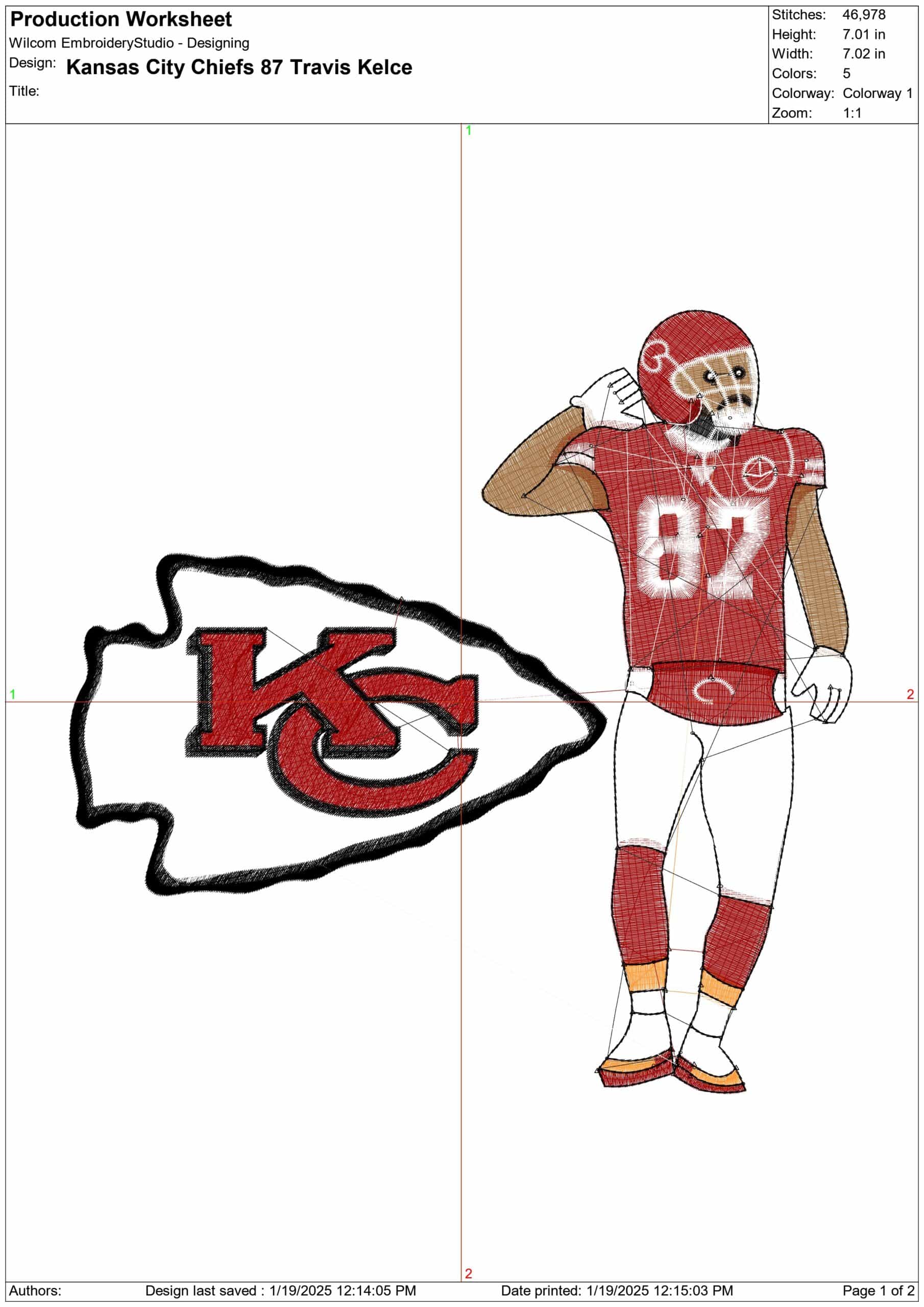 Kansas City Chiefs 87 Travis Kelce - NFL embroidery design file - instant download — view 2
