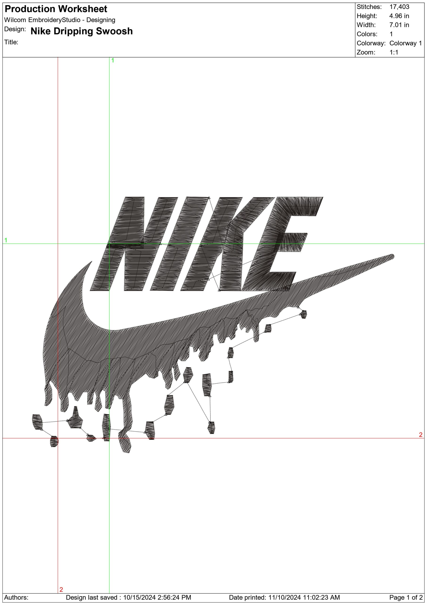 Nike Swoosh dripping - Nike embroidery design file - instant download in a frame — view 2