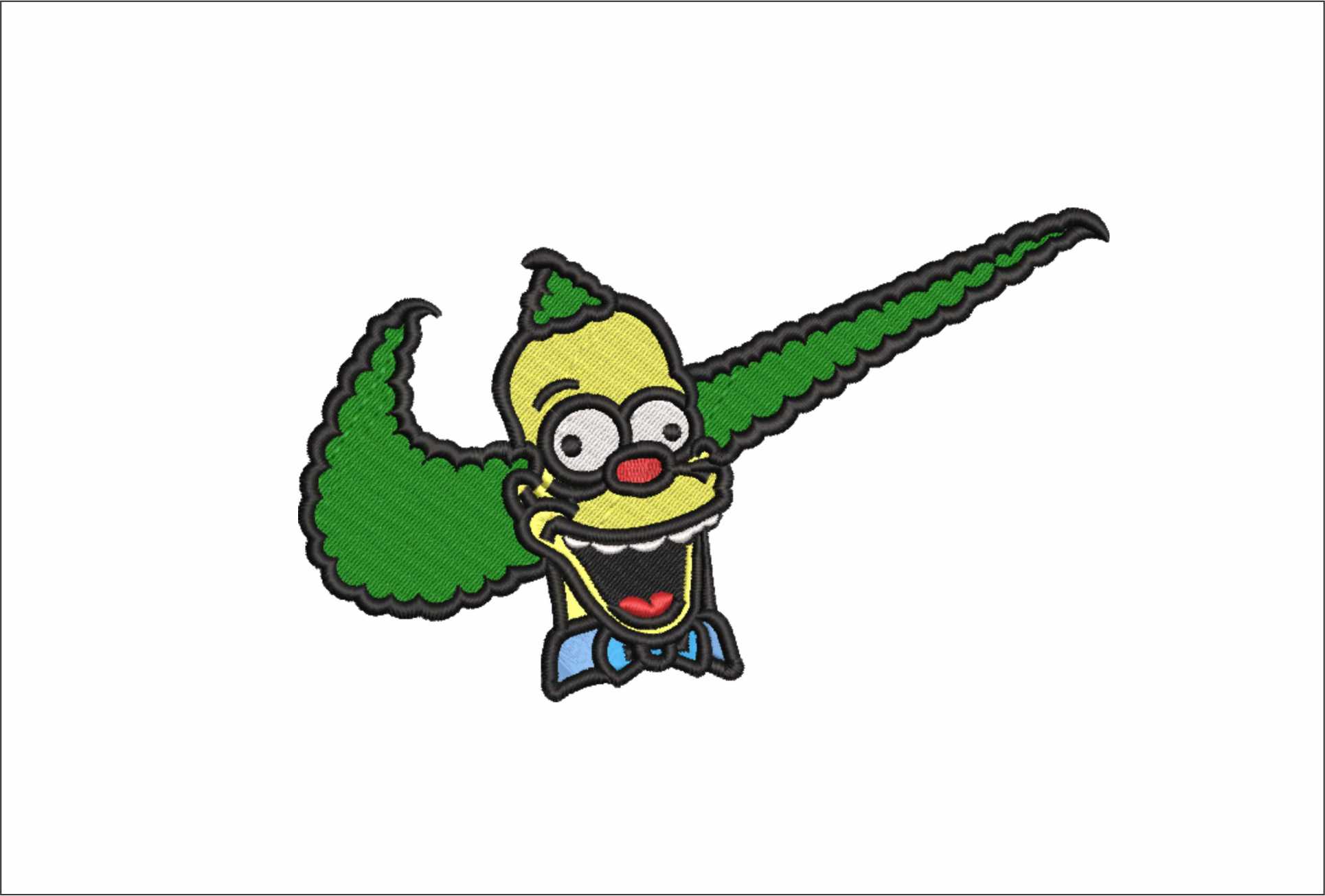 Nike Swoosh Homer Simpson Krusty Clown - Nike embroidery design file - instant download
