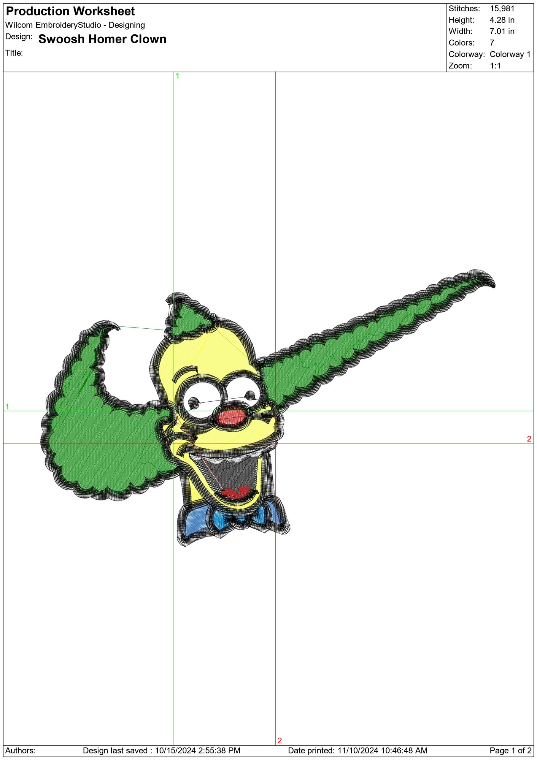 Nike Swoosh Homer Simpson Krusty Clown - Nike embroidery design file - instant download — view 2