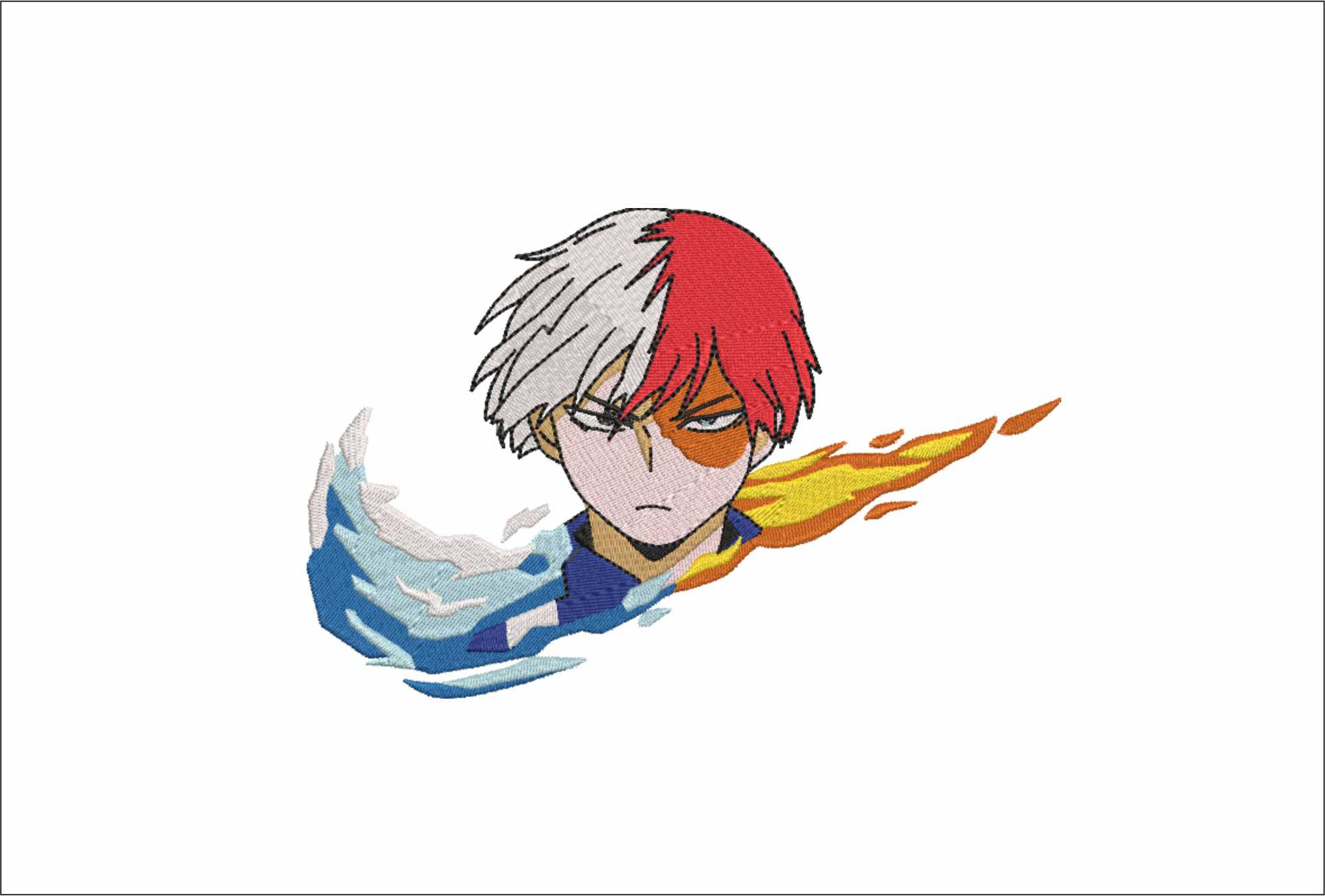 Nike Swoosh Shoto Todoroki Fire and Water - Anime - Nike embroidery design - instant download