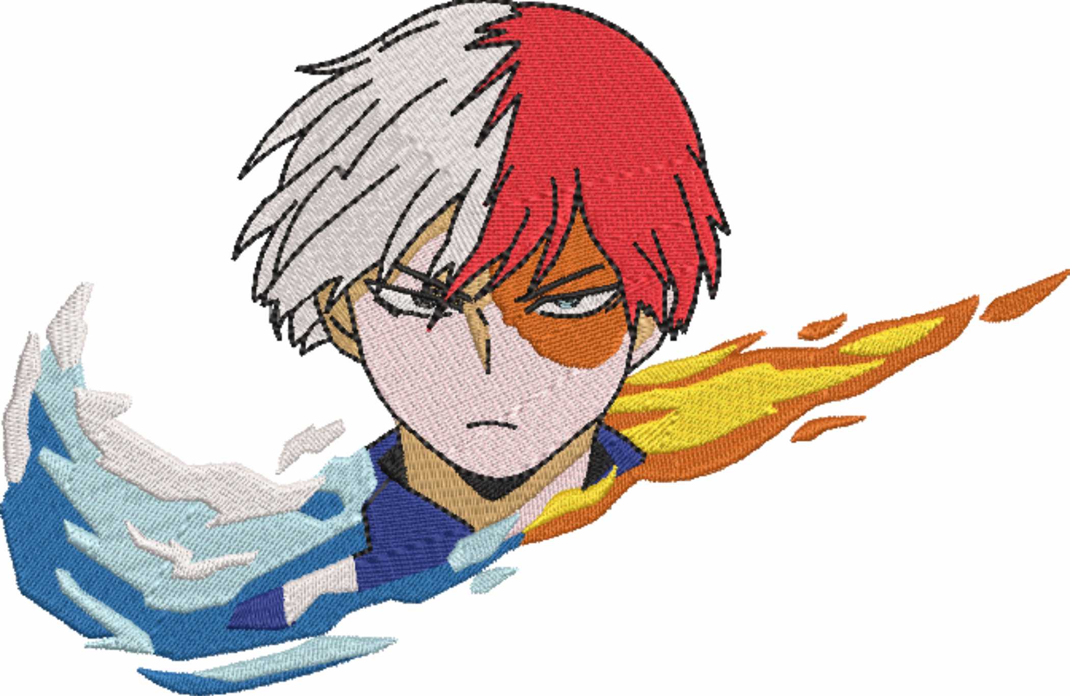 Nike Swoosh Shoto Todoroki Fire and Water - Anime - Nike embroidery design - instant download — view 4