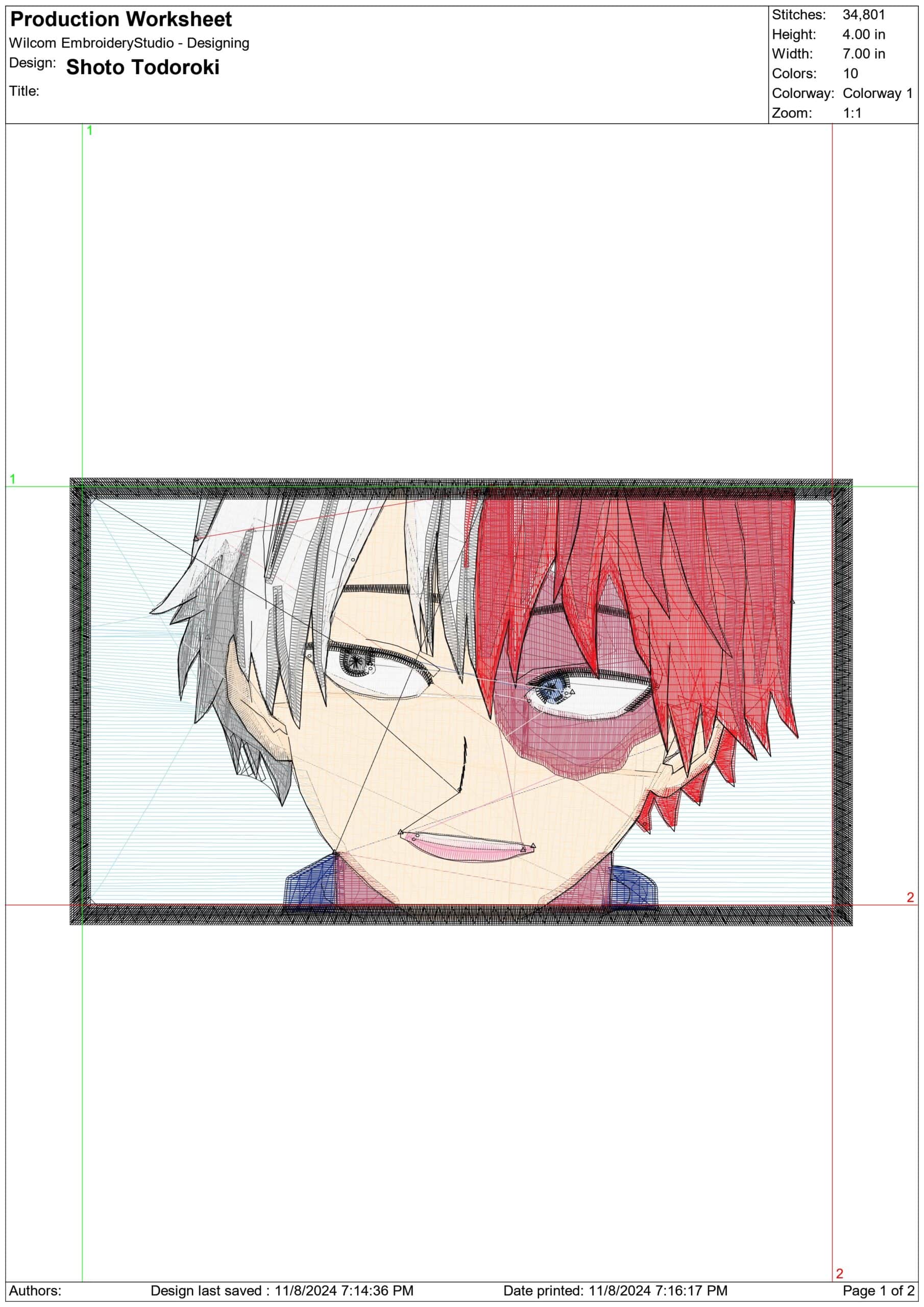 Shoto Todoroki Smile - Anime - Nike embroidery design - instant download — view 2
