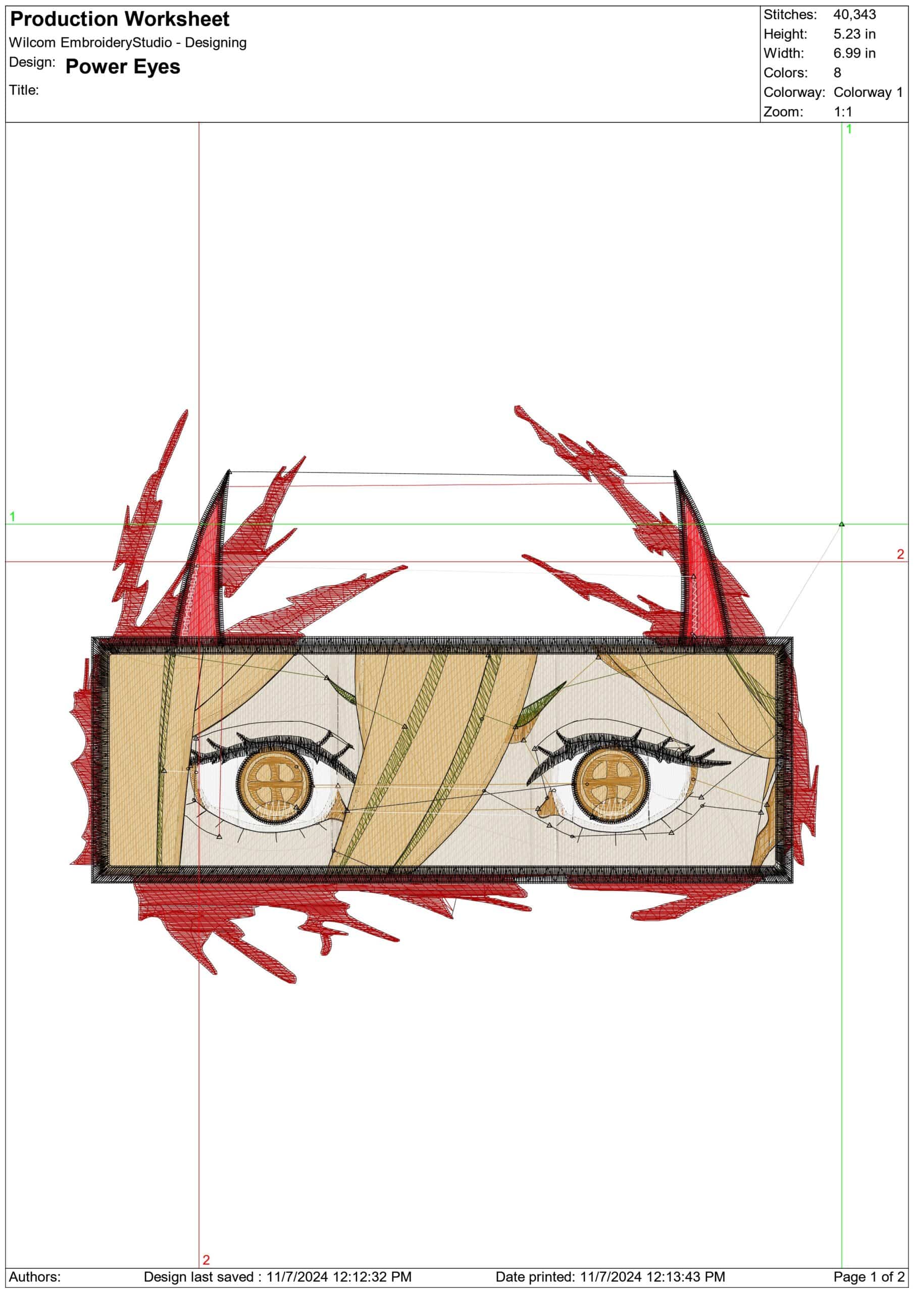Power Eyes - Anime - Nike embroidery design - instant download — view 2