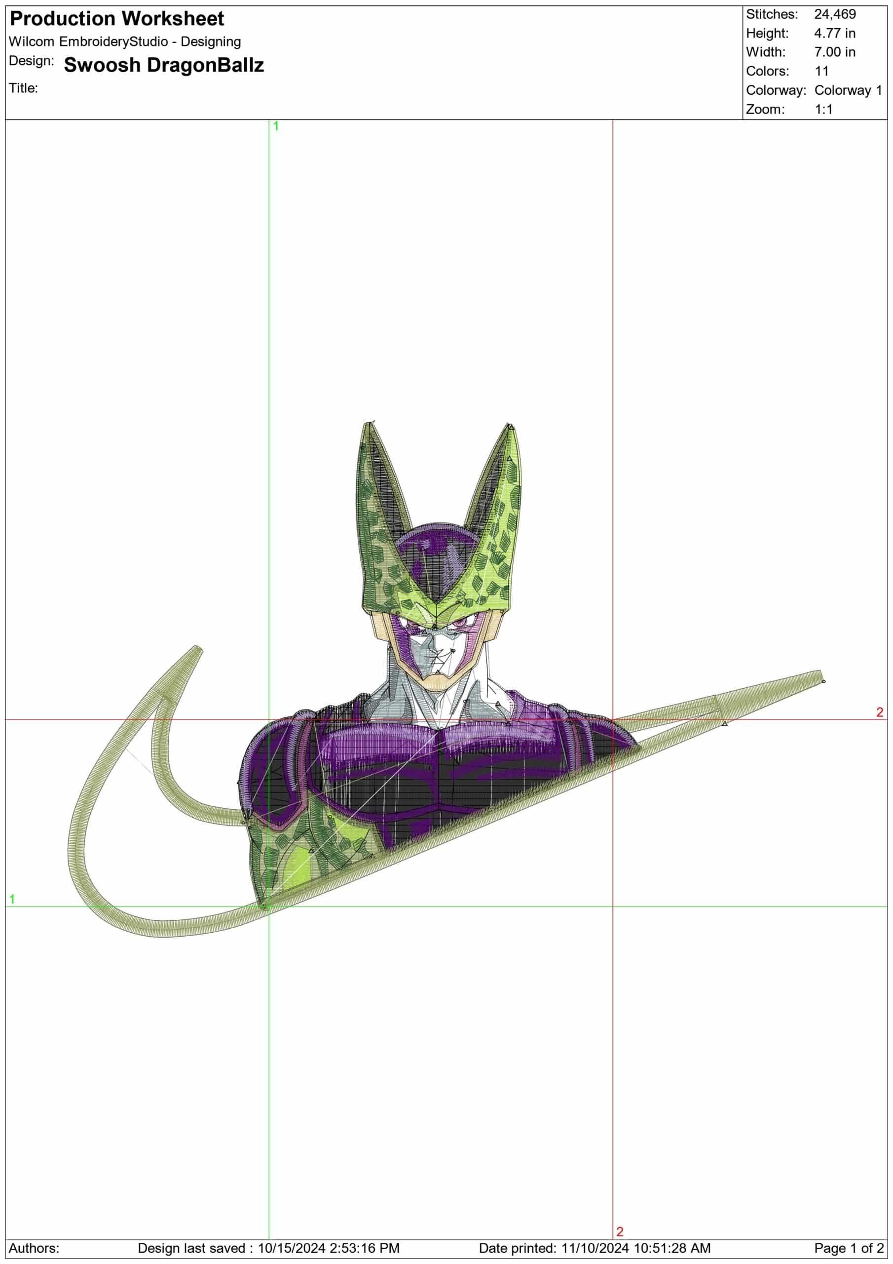 Nike Swoosh Dragon Ballz - Anime - Nike embroidery design - instant download — view 2