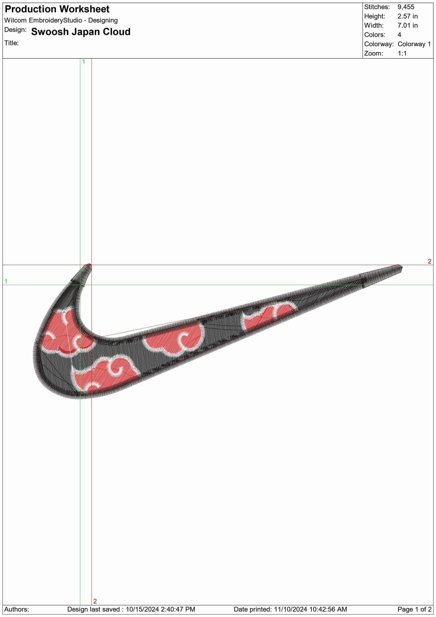 Nike Swoosh Japanese Cloud - Anime - Nike embroidery design - instant download — view 2