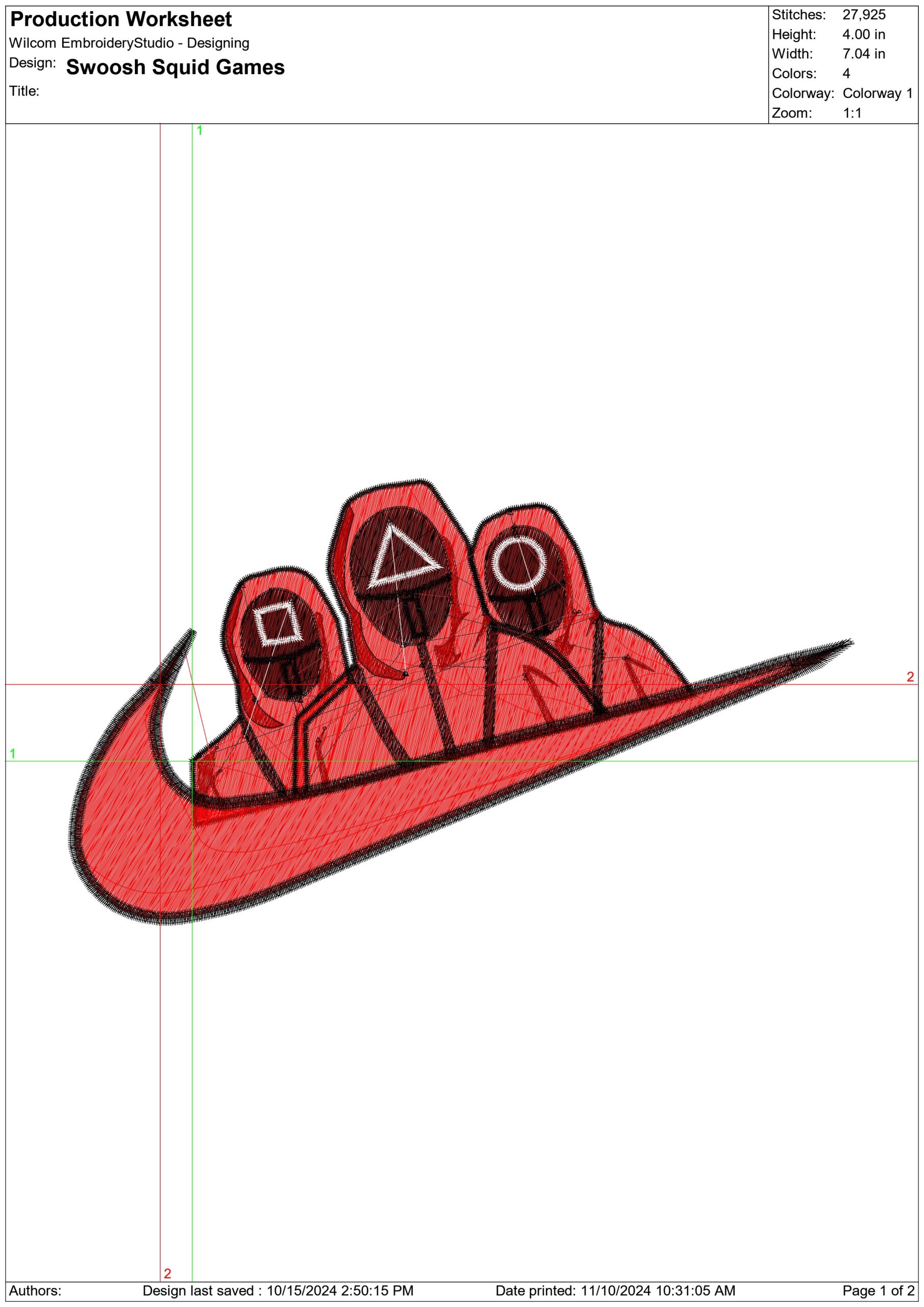 Nike Swoosh Squid Games - Anime - Nike embroidery design - instant download — view 2