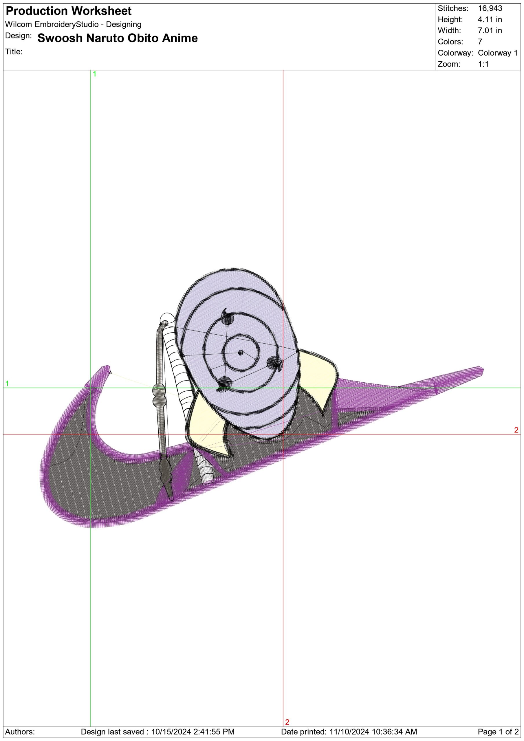 Nike Swoosh Naruto Obito - Anime - Nike embroidery design - instant download — view 2