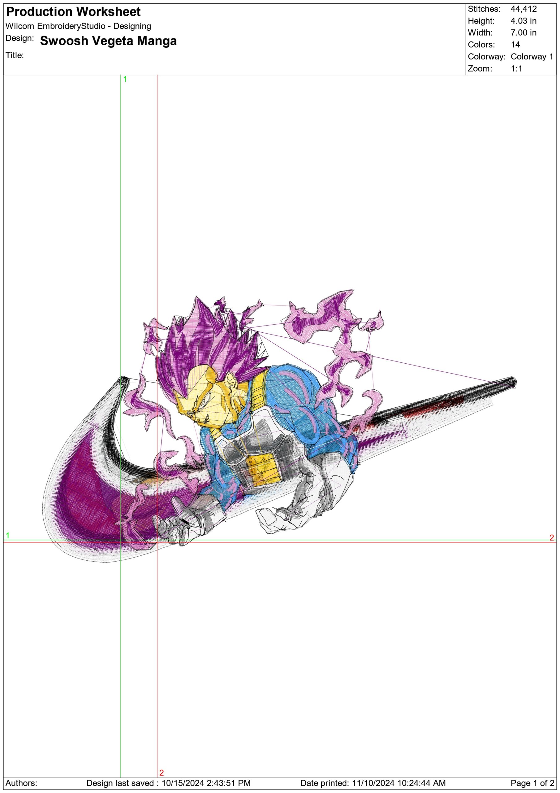 Nike Swoosh Vegeta Manga - Anime - Nike embroidery design - instant download — view 2