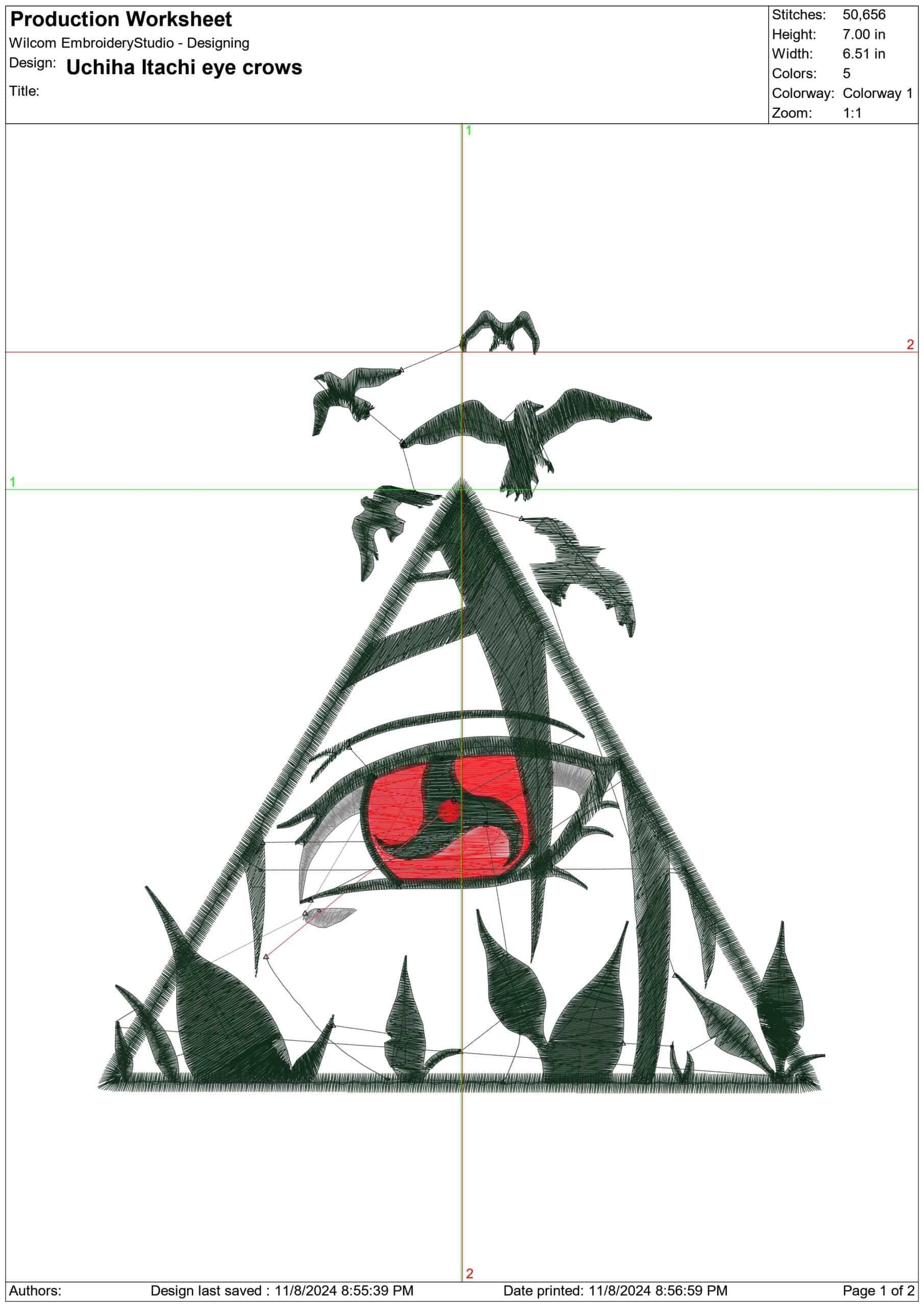 Uchiha Itachi eye crows - Anime - Nike embroidery design - instant download — view 2
