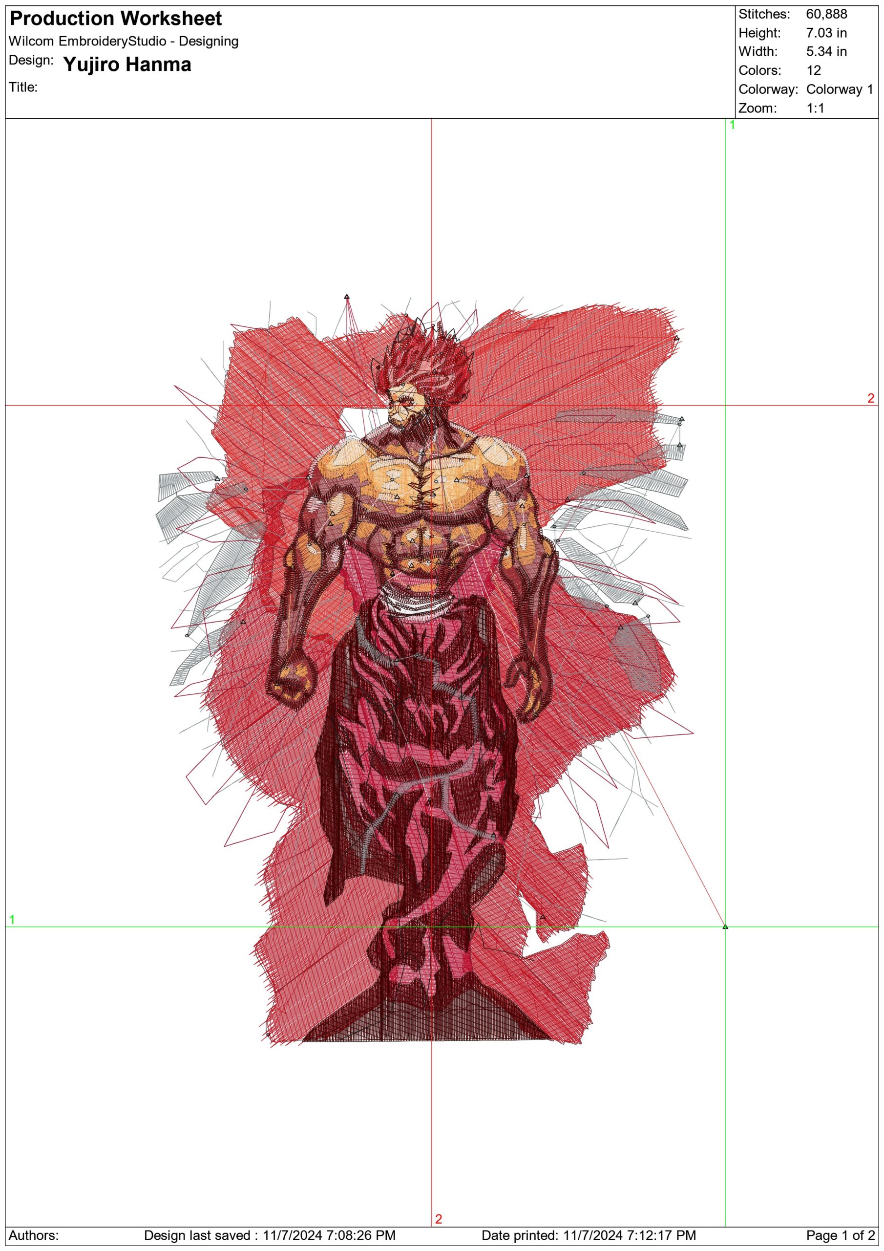 Yujiro Hanma - Anime - Nike embroidery design - instant download — view 2