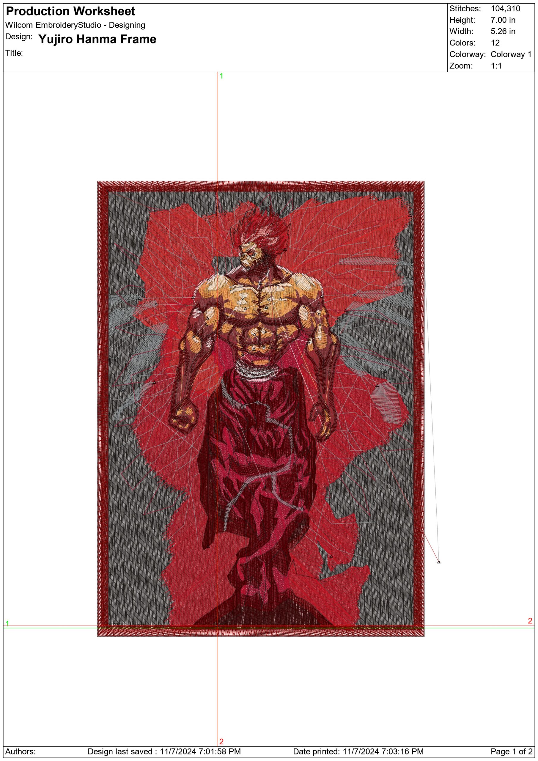 Yujiro Hanma Frame - Anime - Nike embroidery design - instant download — view 2