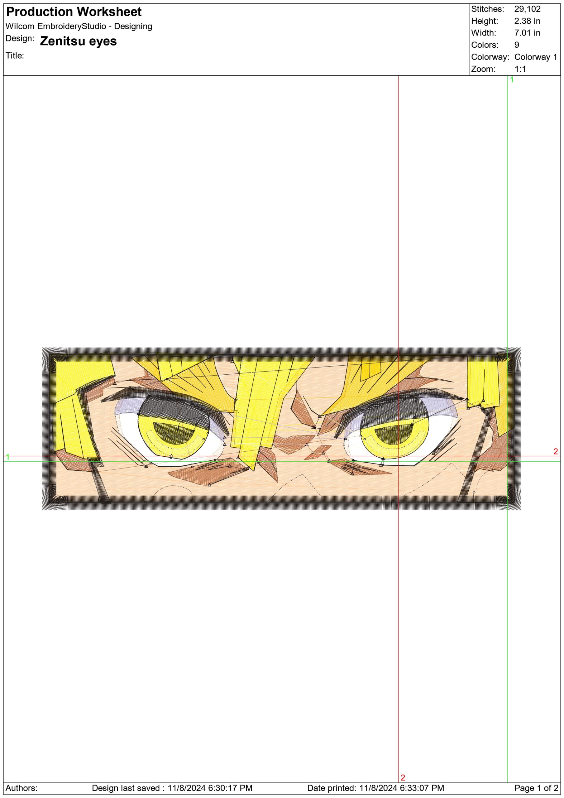 Zenitsu Eyes - Anime - Nike embroidery design - instant download — view 2
