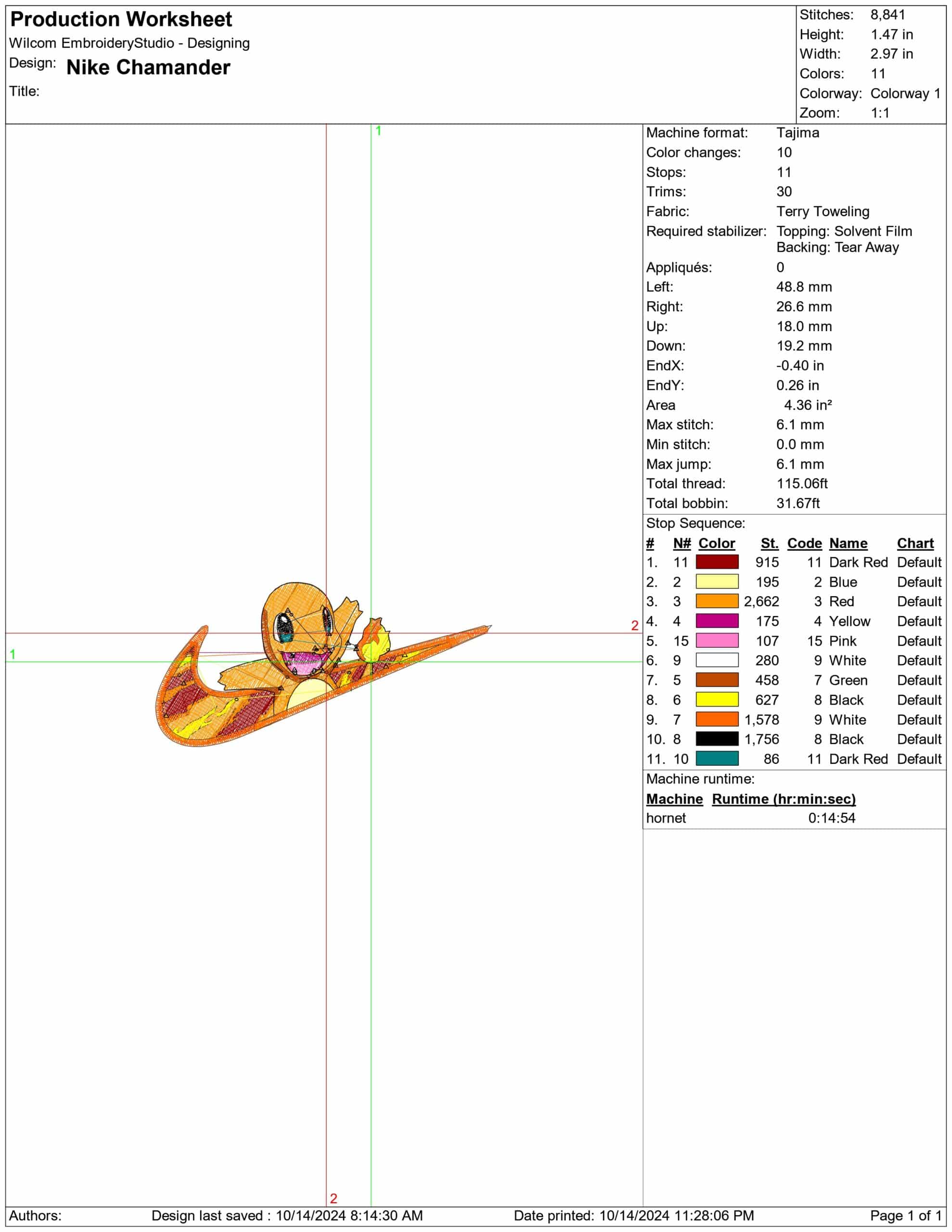 Nike Swoosh Charmander - Pokemon - Anime - Nike embroidery design - instant download — view 2