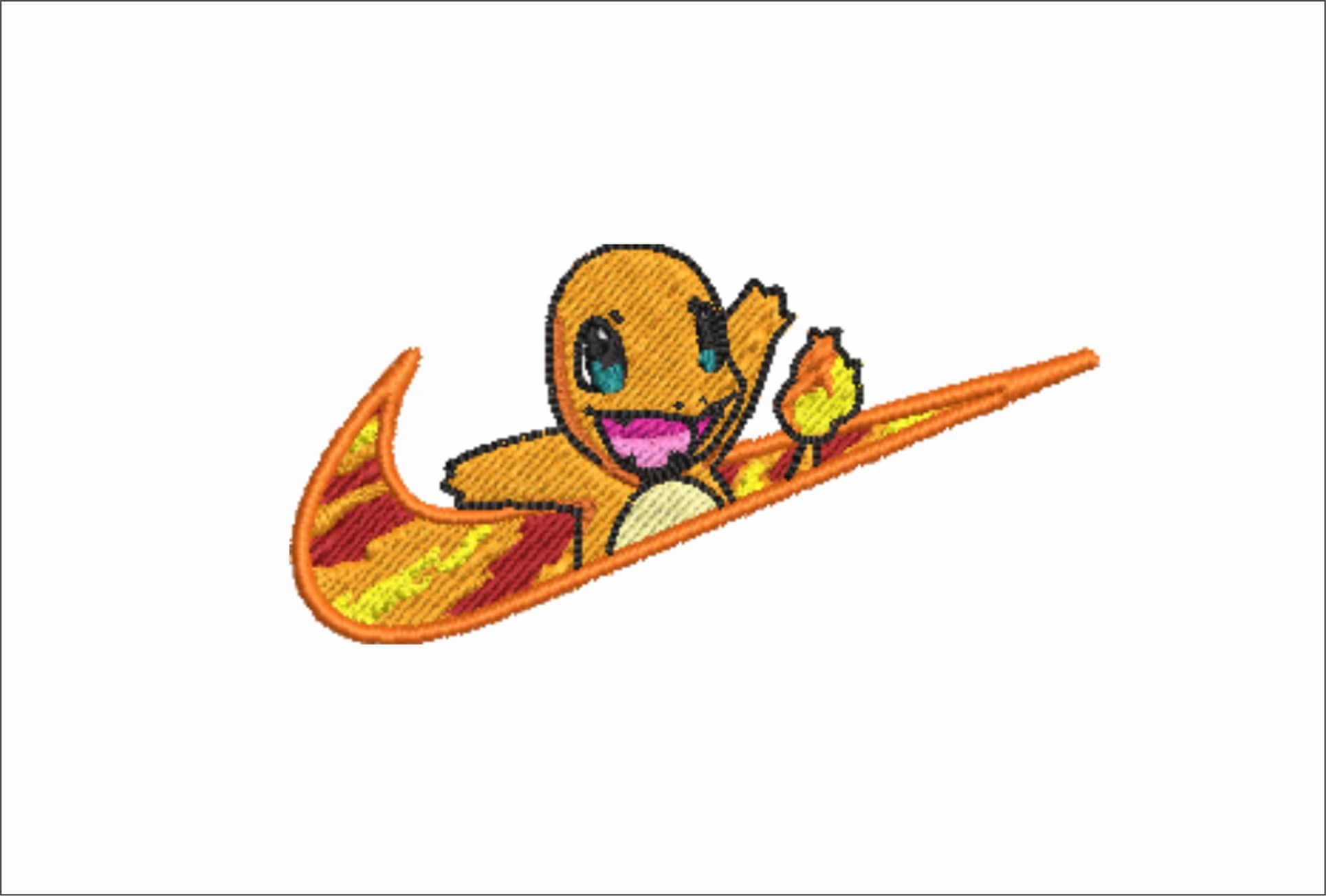 Nike Swoosh Charmander - Pokemon - Anime - Nike embroidery design - instant download