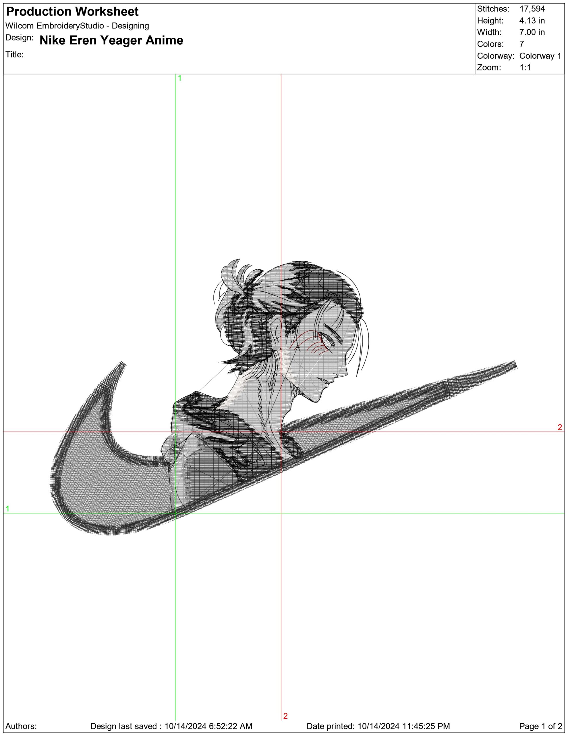 Nike Swoosh Eren Yeager - Anime - Nike Swoosh embroidery design - instant download — view 2