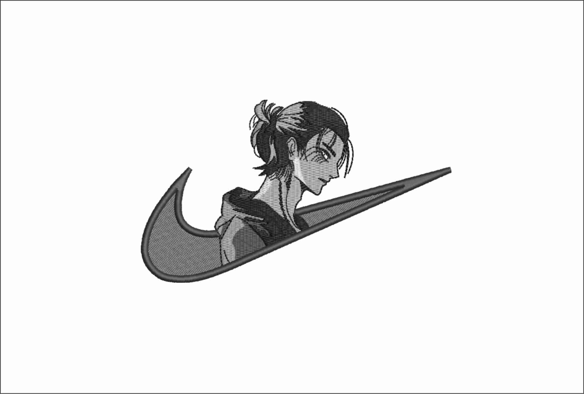 Nike Swoosh Eren Yeager - Anime - Nike Swoosh embroidery design - instant download