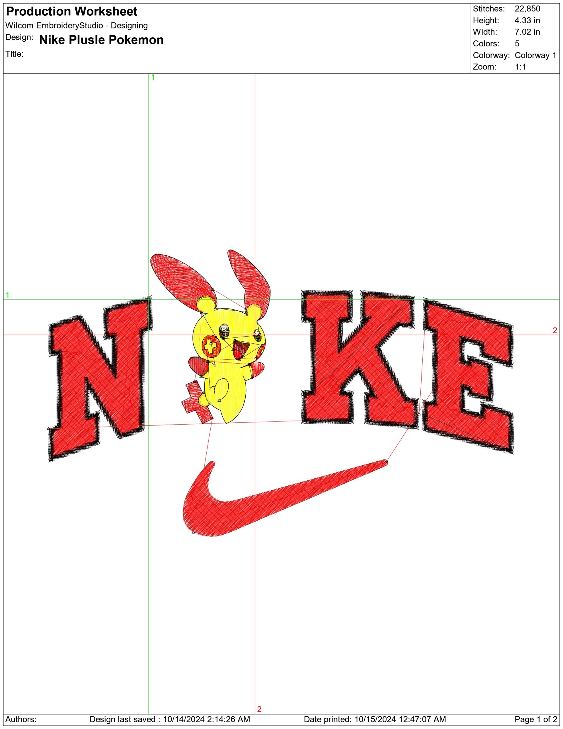 Nike Swoosh Pikachu - Pokemon Nike - Anime - Nike embroidery design - instant download — view 2