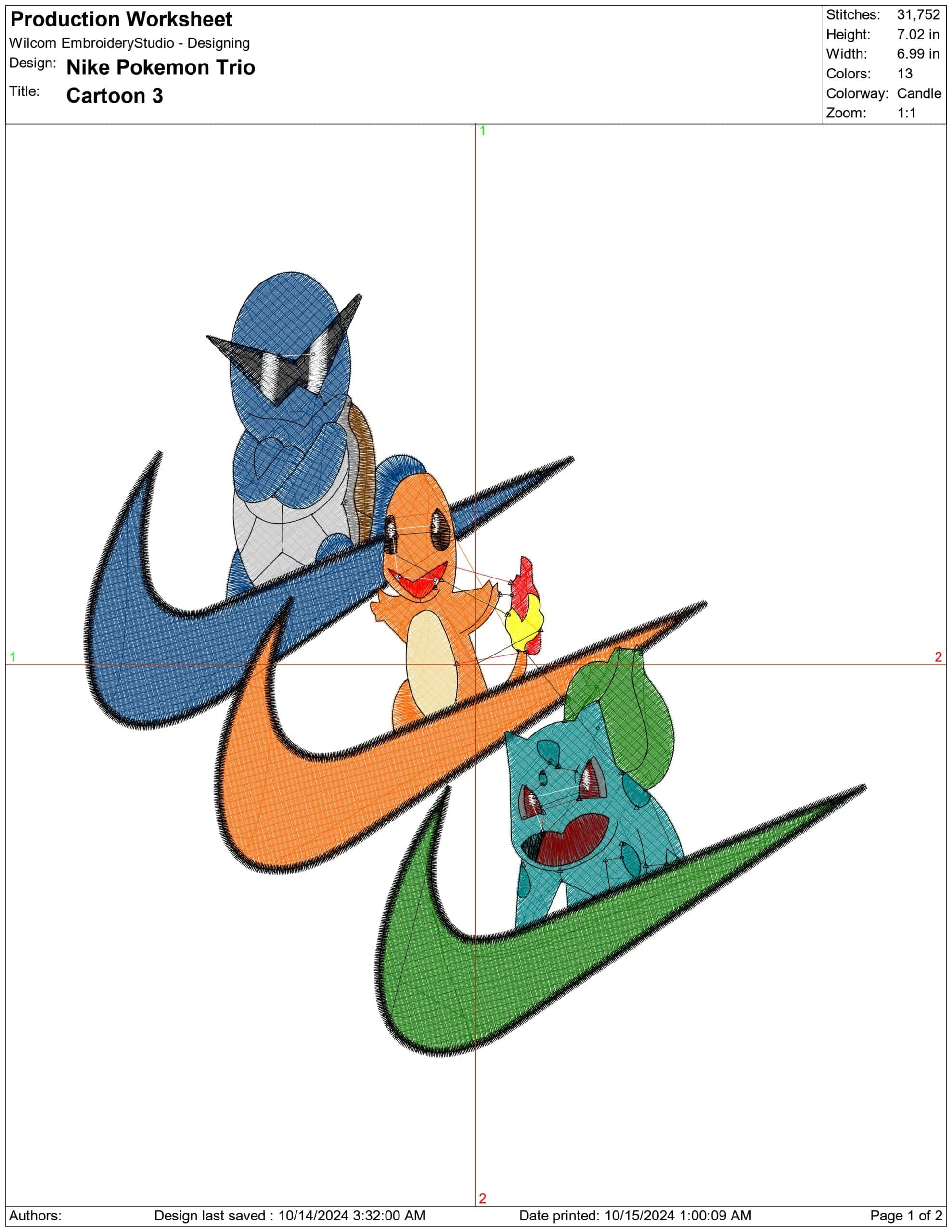 Nike Swoosh Trio - Pokemon Nike - Anime - Nike embroidery design - instant download — view 2