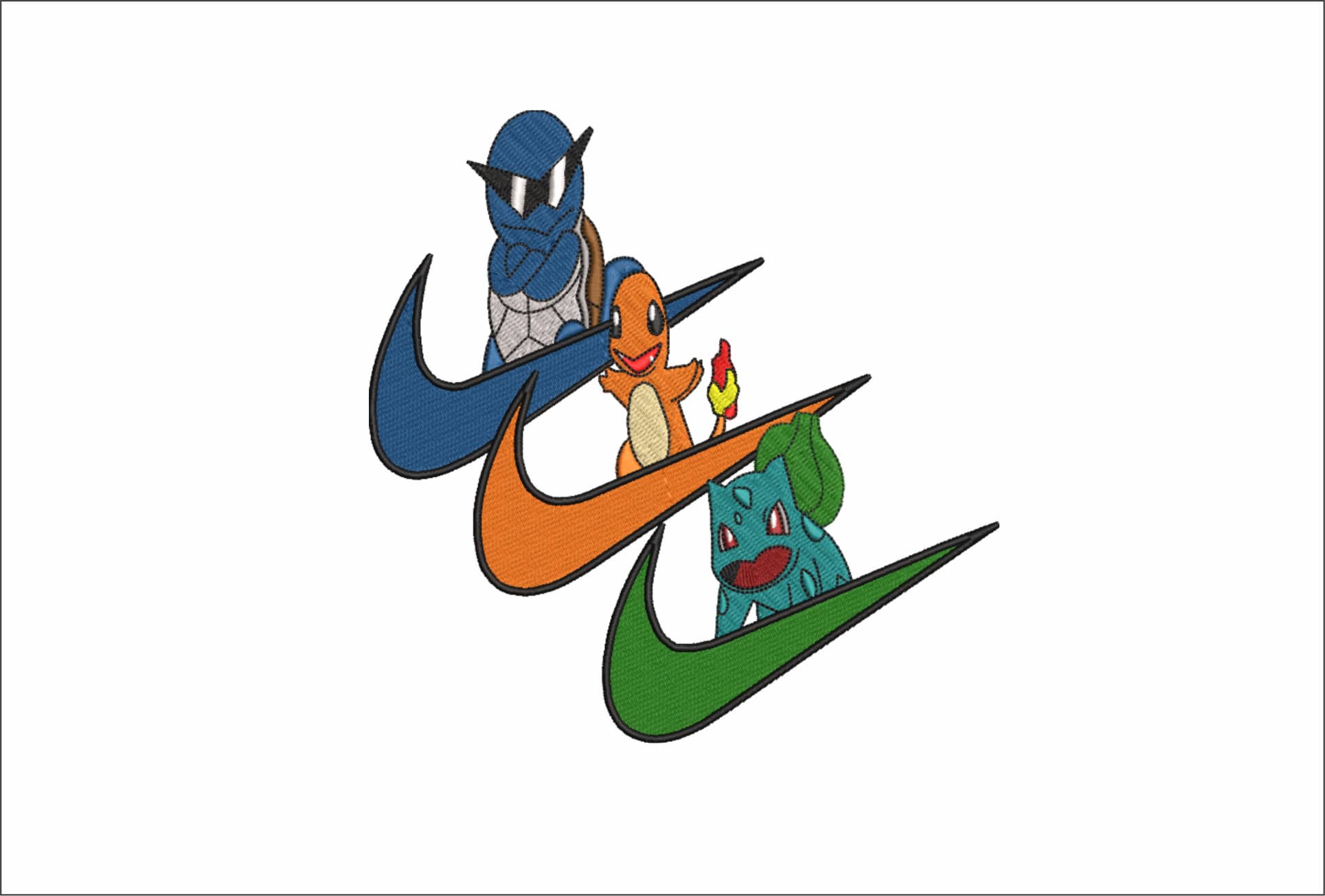 Nike Swoosh Trio - Pokemon Nike - Anime - Nike embroidery design - instant download