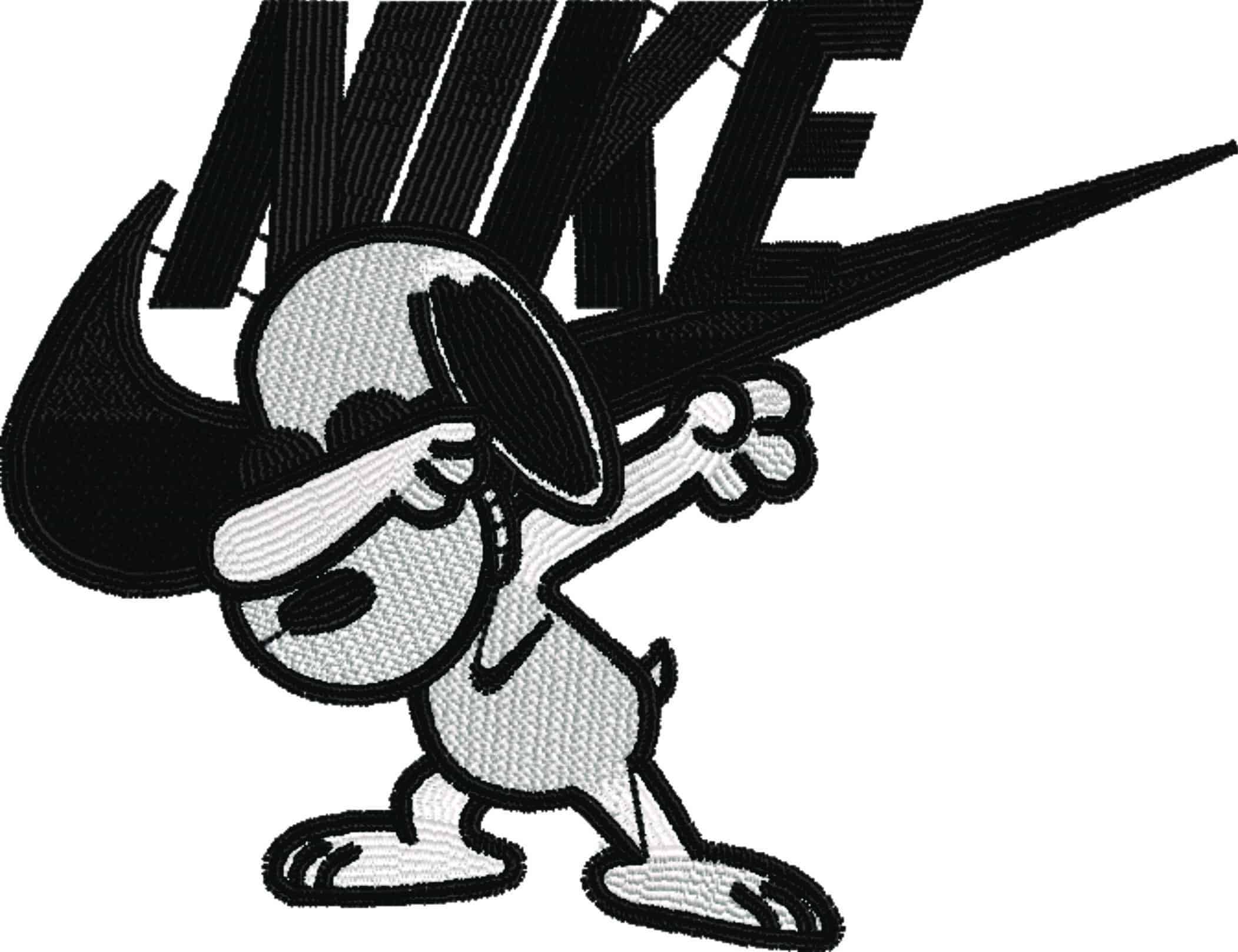 Nike Swoosh Snoopy Dip- Nike embroidery design file - instant download in a frame — view 4
