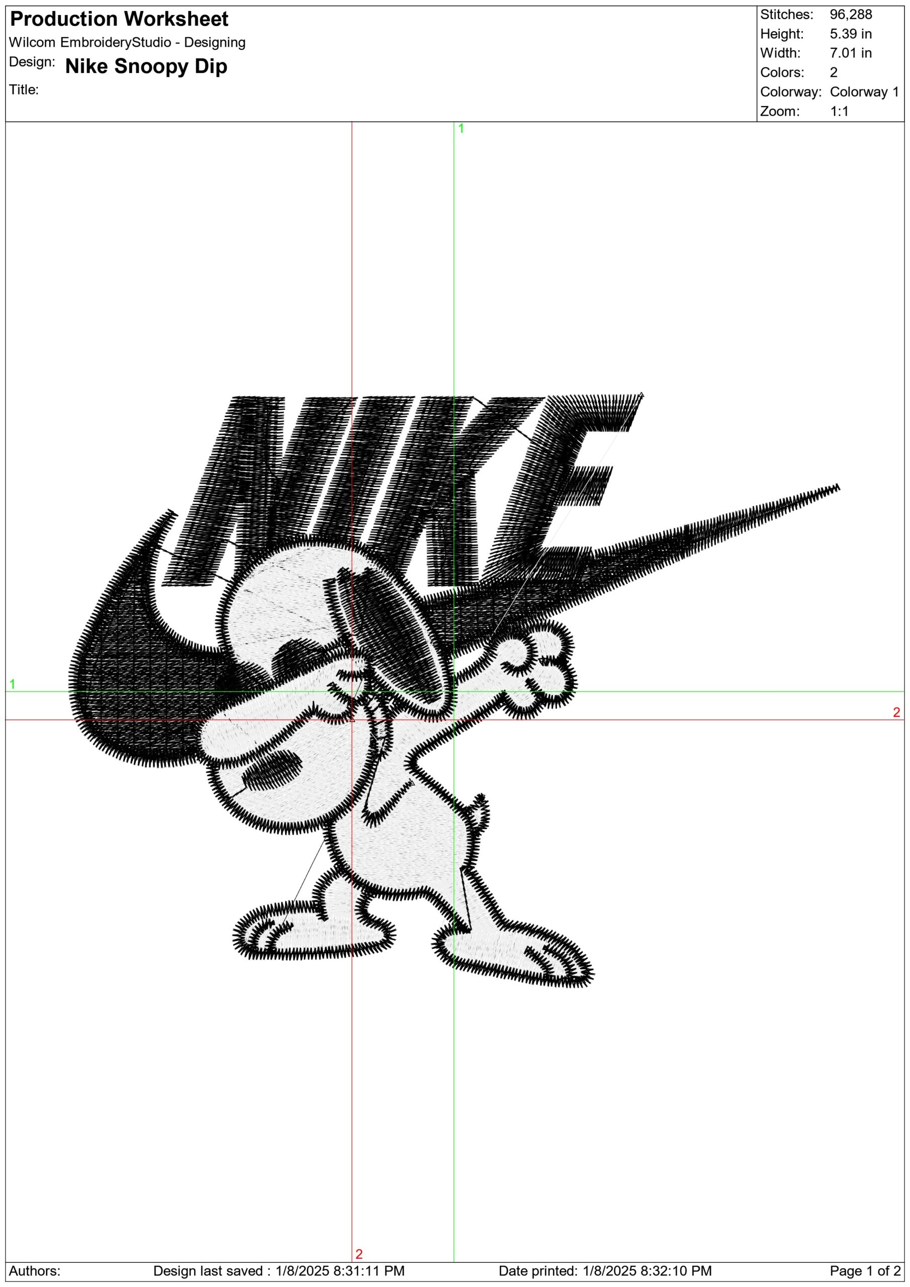 Nike Swoosh Snoopy Dip- Nike embroidery design file - instant download in a frame — view 2