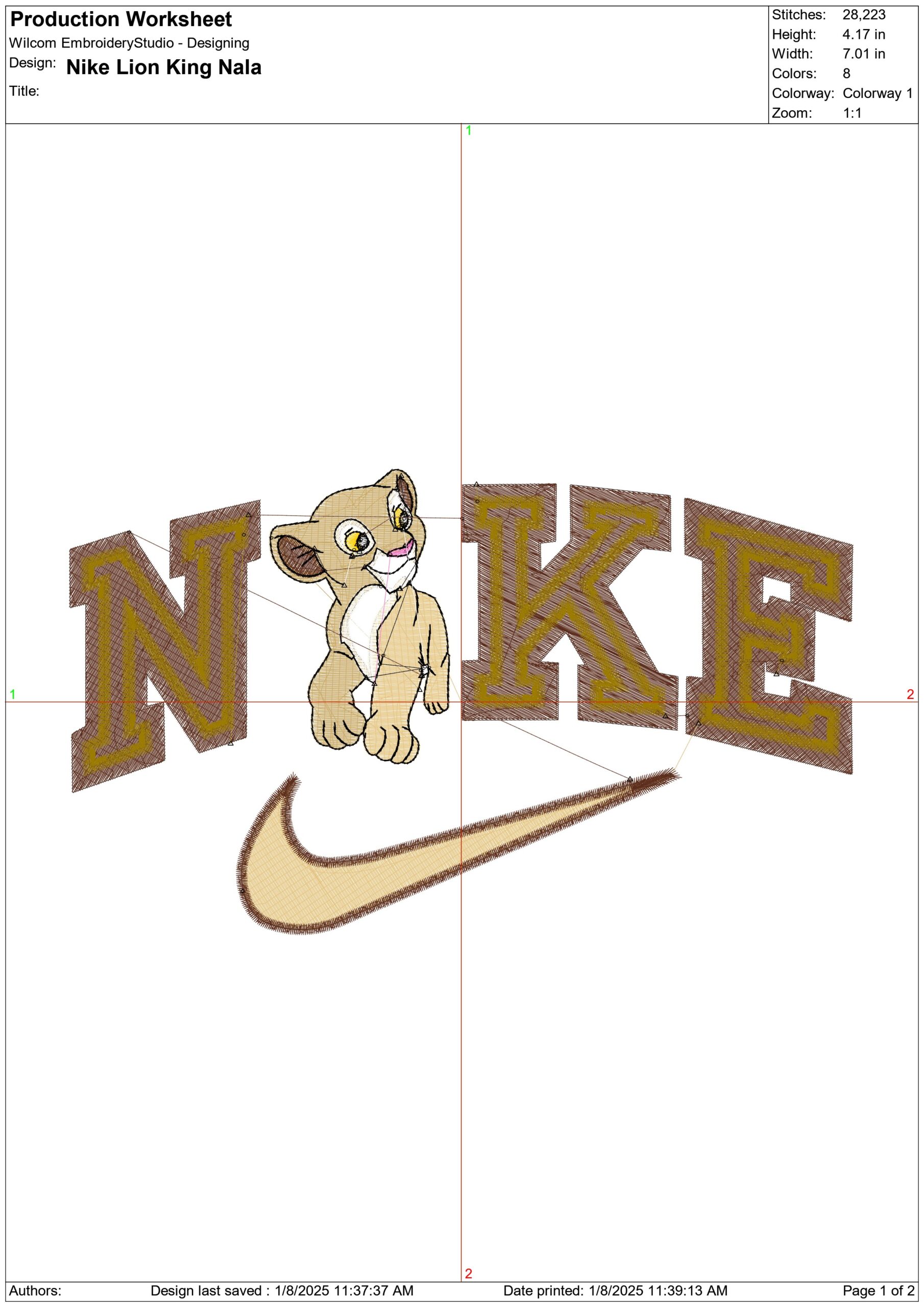 Nike Swoosh Nala - Lion King - Nike embroidery design file - instant download in a frame — view 2