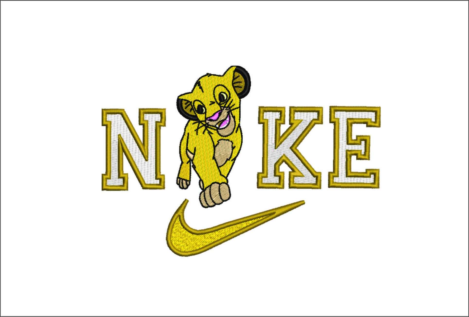 Nike Swoosh Simba - Lion King - Nike embroidery design file - instant download in a frame