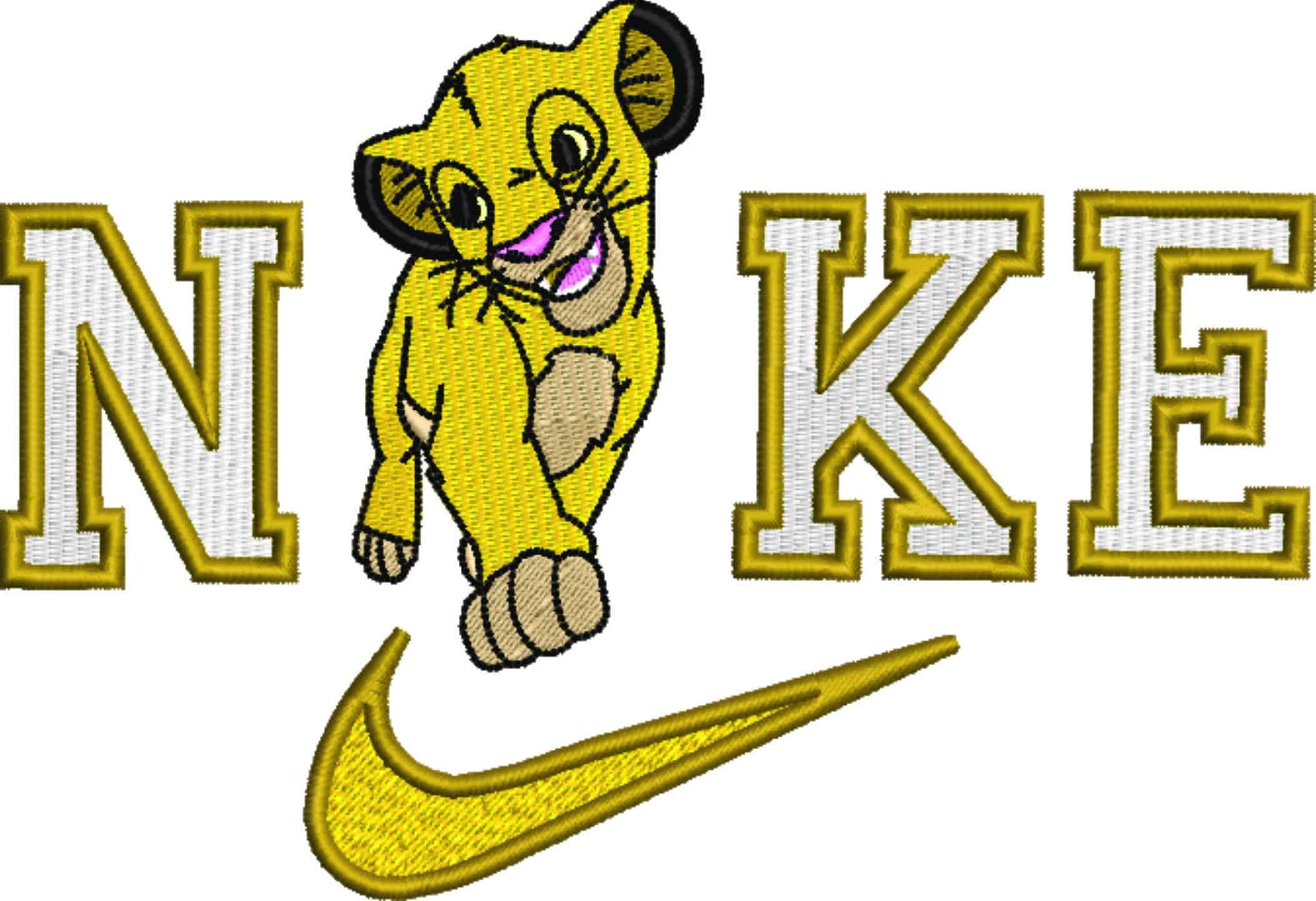 Nike Swoosh Simba - Lion King - Nike embroidery design file - instant download in a frame — view 4