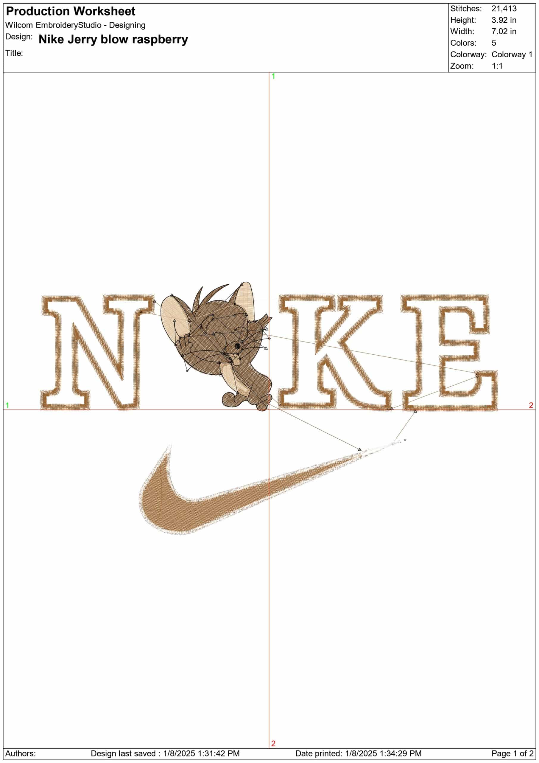 Nike Swoosh Jerry Blowing Raspberry - Cartoon - Nike embroidery design - instant download — view 2