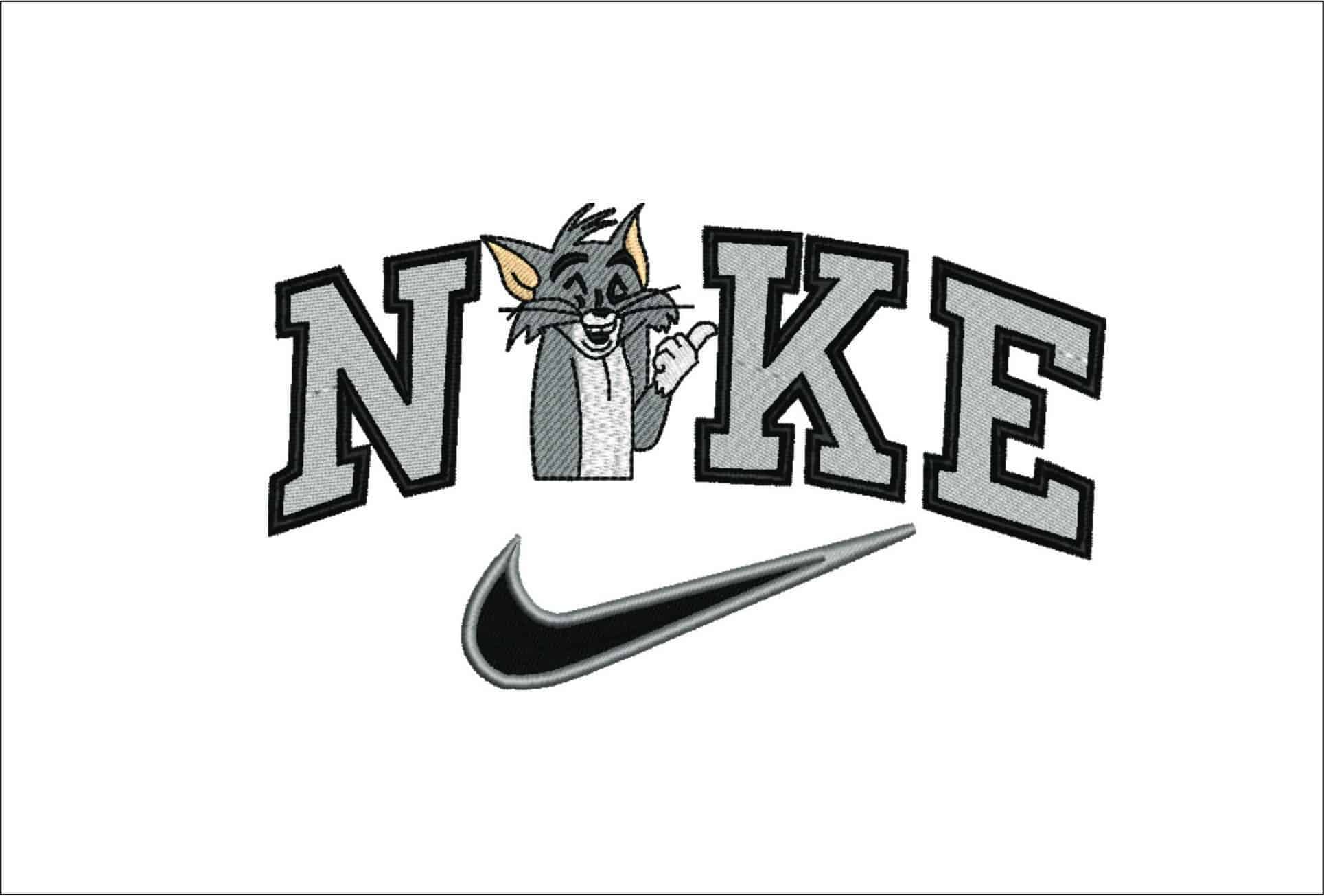 Nike Swoosh Tom Smiling - Cartoon - Nike embroidery design - instant download