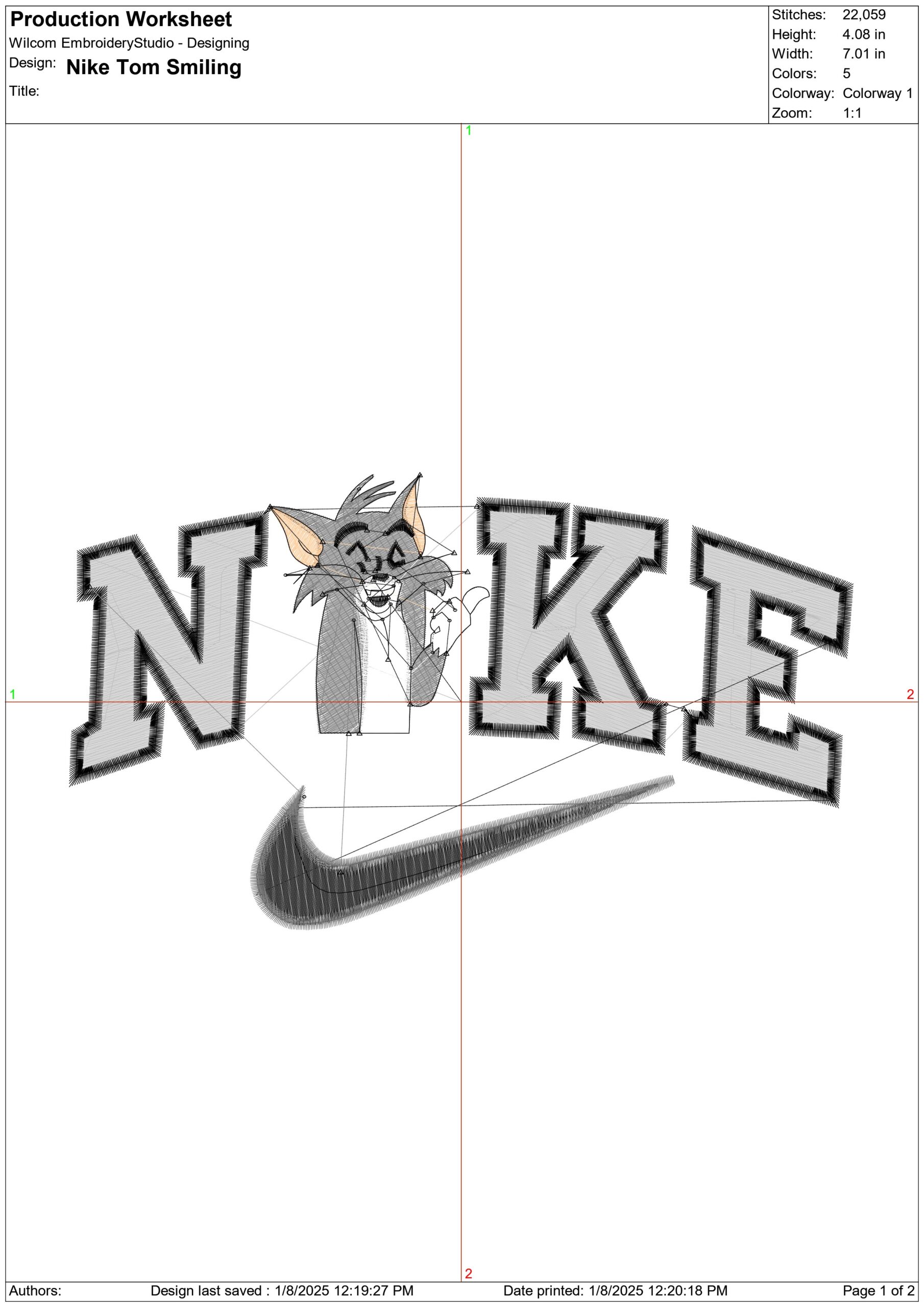 Nike Swoosh Tom Smiling - Cartoon - Nike embroidery design - instant download — view 2