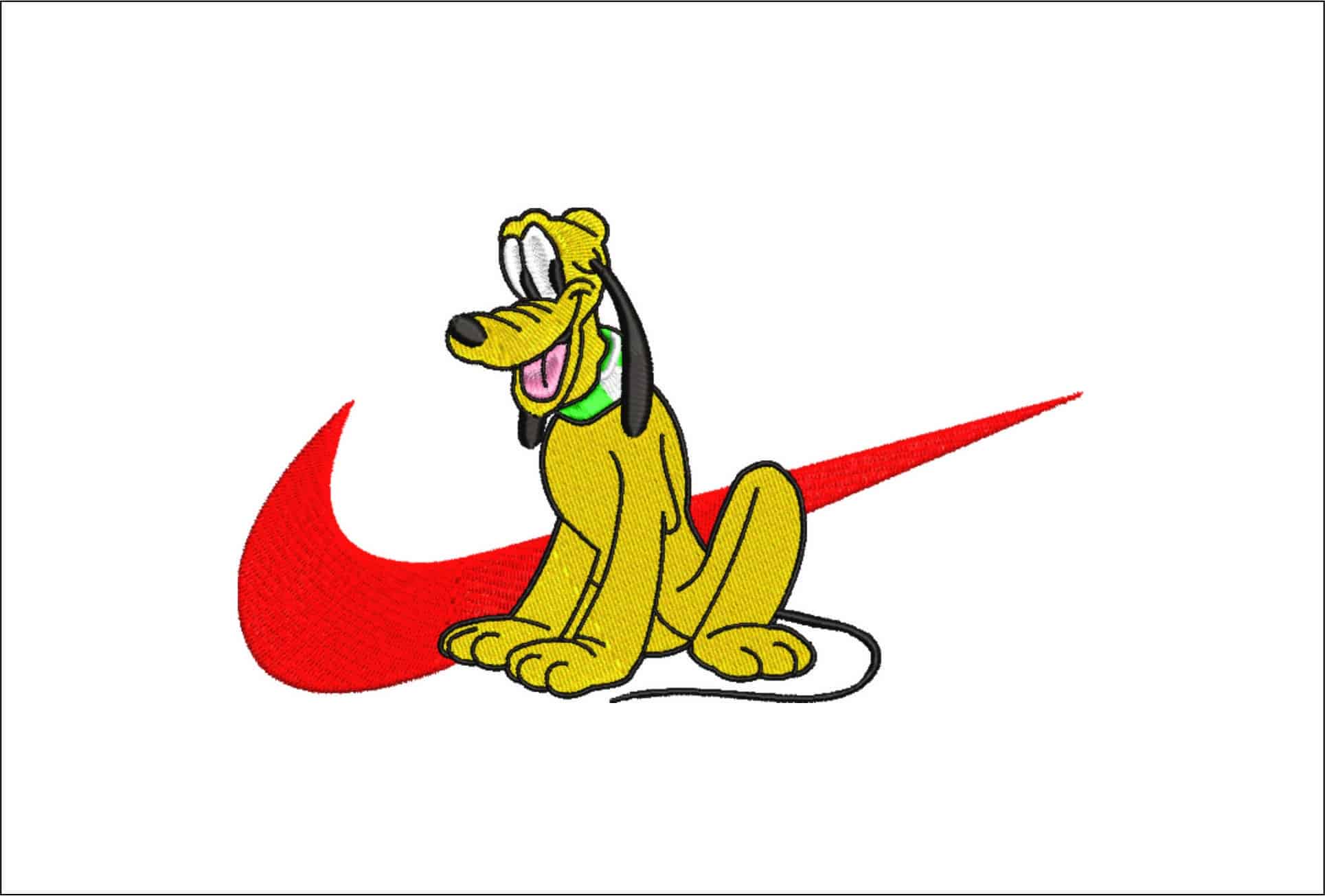 Nike Swoosh Pluto Sitting - Mickey Mouse - Cartoon - Nike embroidery design - instant download