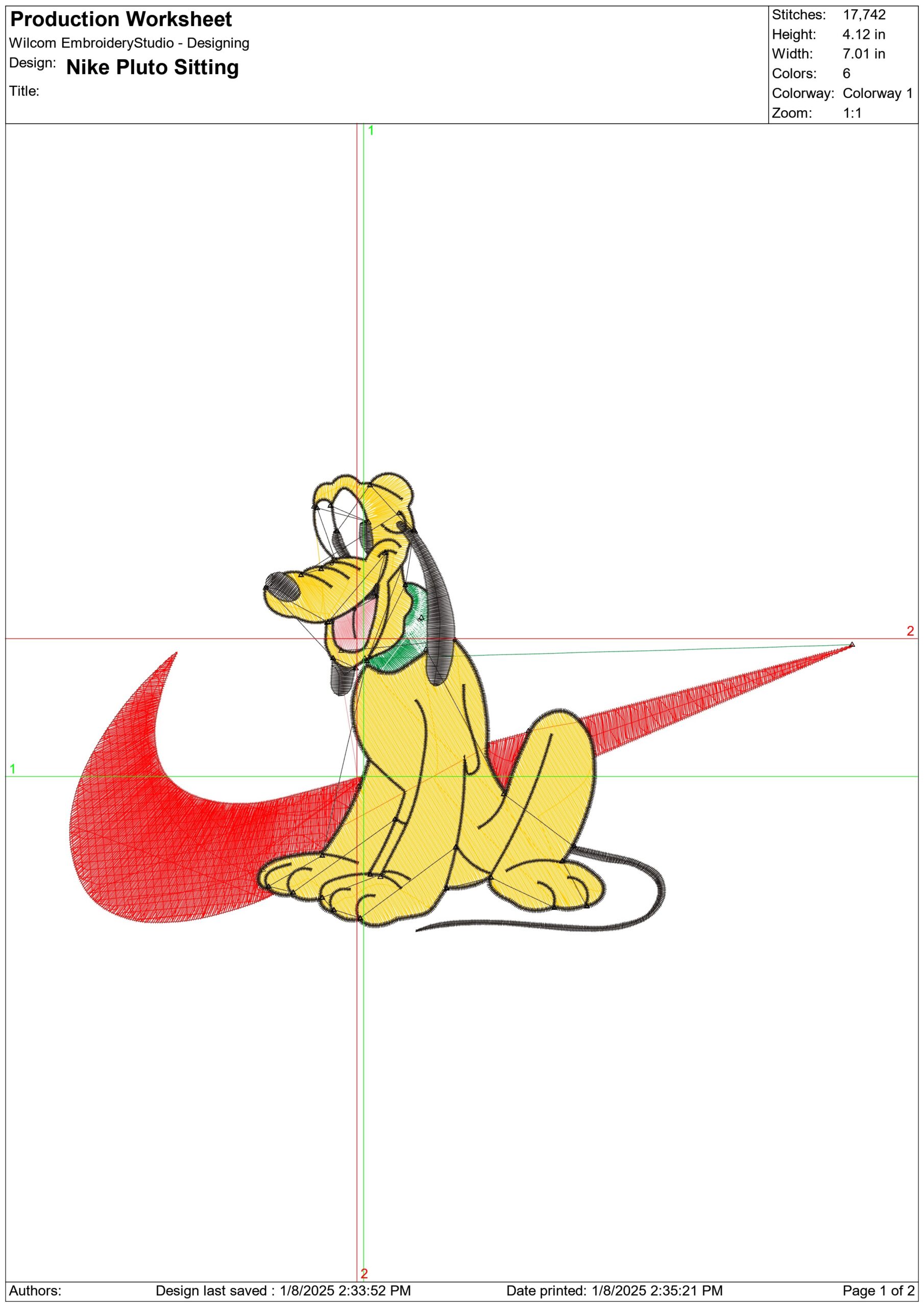 Nike Swoosh Pluto Sitting - Mickey Mouse - Cartoon - Nike embroidery design - instant download — view 2