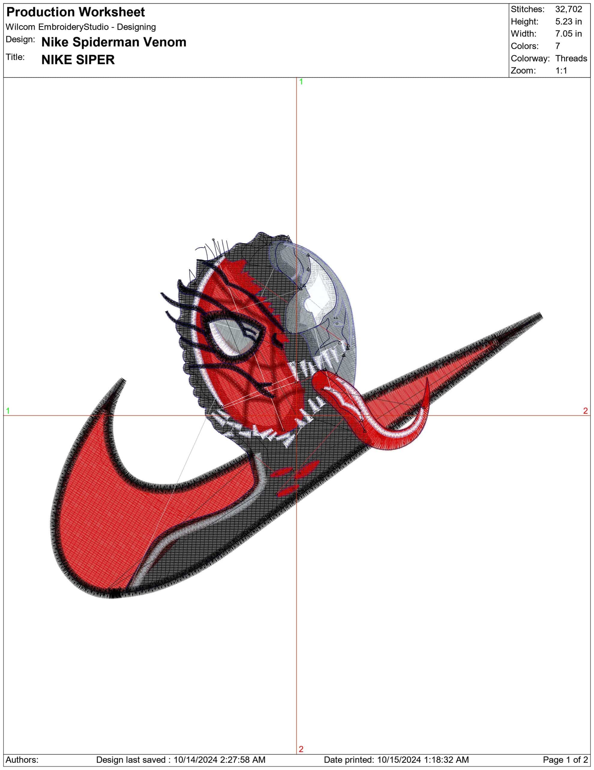 Nike Swoosh Spiderman Venom - Marvel Comics - Nike embroidery design file - instant download — view 2