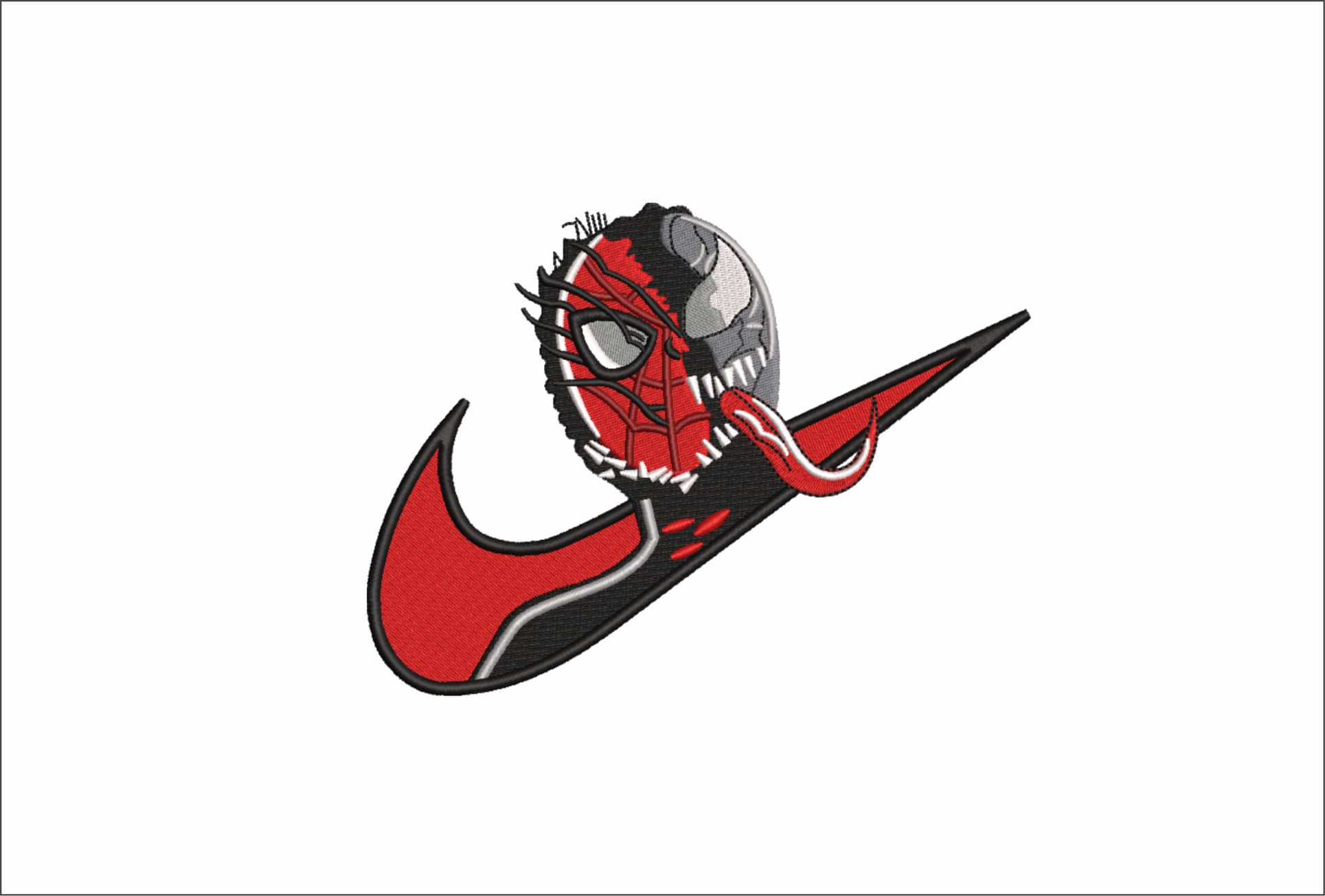 Nike Swoosh Spiderman Venom - Marvel Comics - Nike embroidery design file - instant download